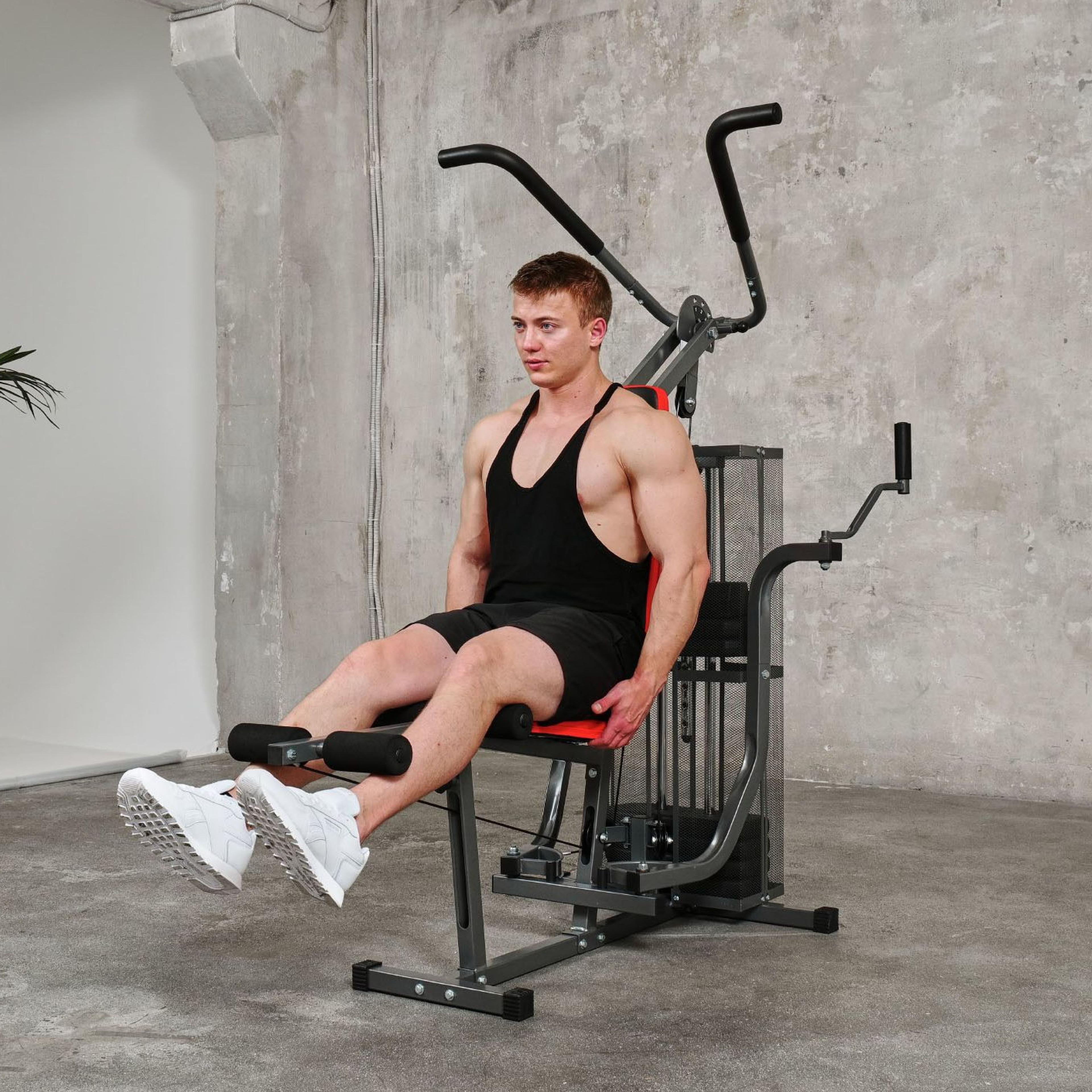 Силовой комплекс DFC HomeGym Kondition 6000 грузоблочный силовой тренажер, мультистанция, Тяга сверху снизу, Сгибание разгибание ног, Баттерфляй, Жим сидя, Керл для ног, стек 45 кг