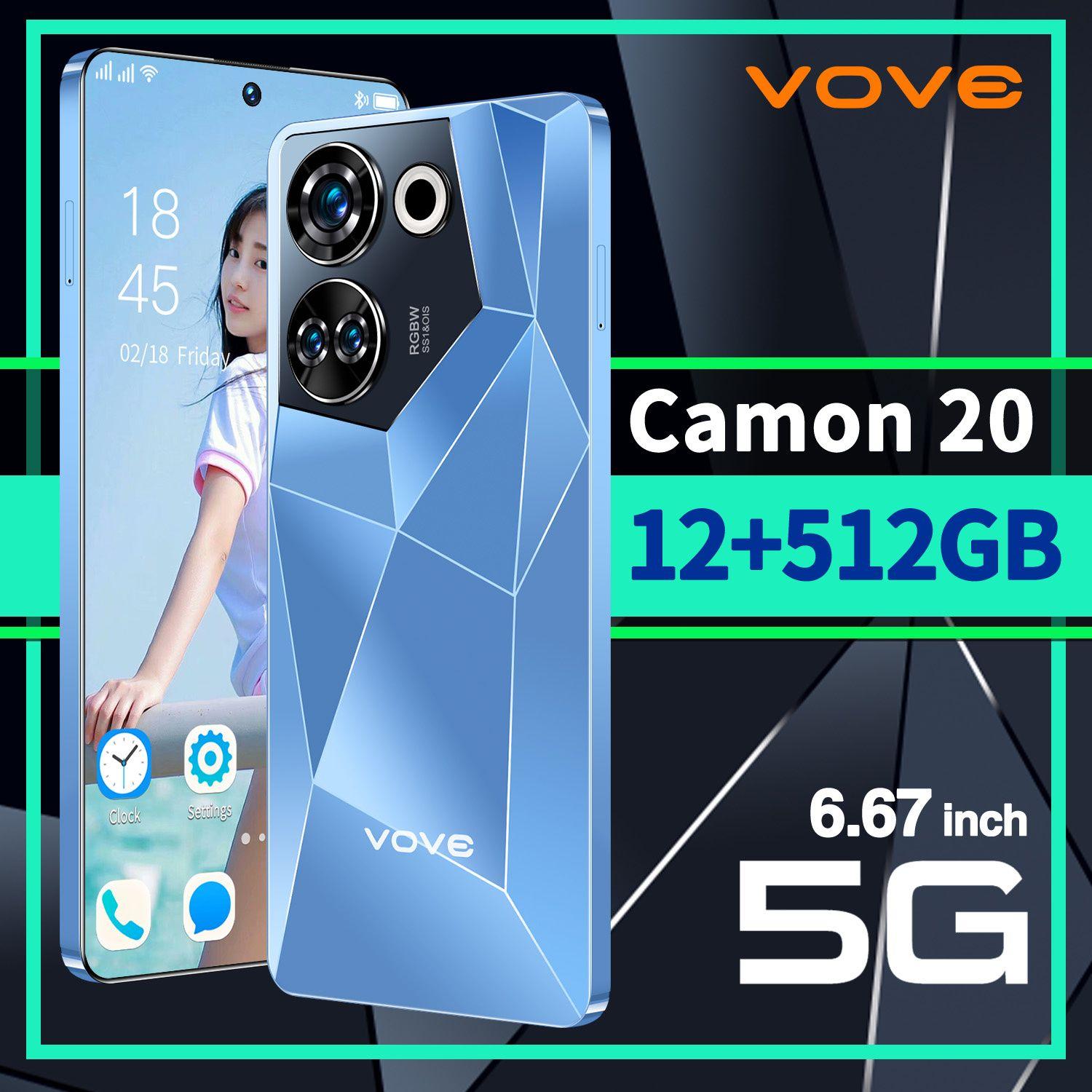 Смартфон Ультра тонкий новый мобильный телефон Camon 20 Dual SIM Dual Standby Smartphone Ультра низкая цена Музыкальный мобильный телефон Игровой мобильный телефон HP Большая память Большой аккумулятор Импортный чип Экстремальная производительность Фирменный мобил EU 16/256 ГБ, голубой