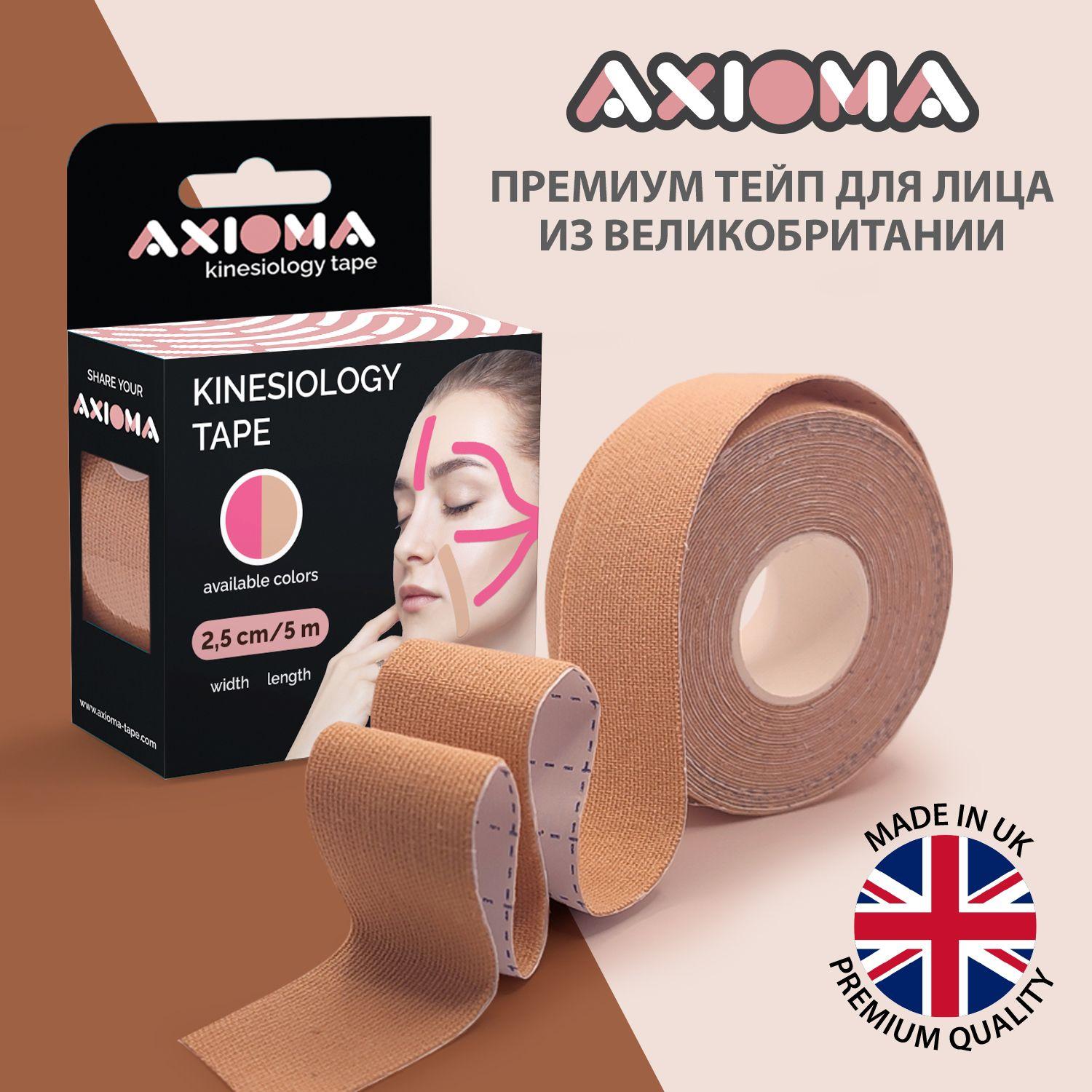 AXIOMA Кинезиотейп на тканевой основе для лица и тела 2,5смх500см , телесный