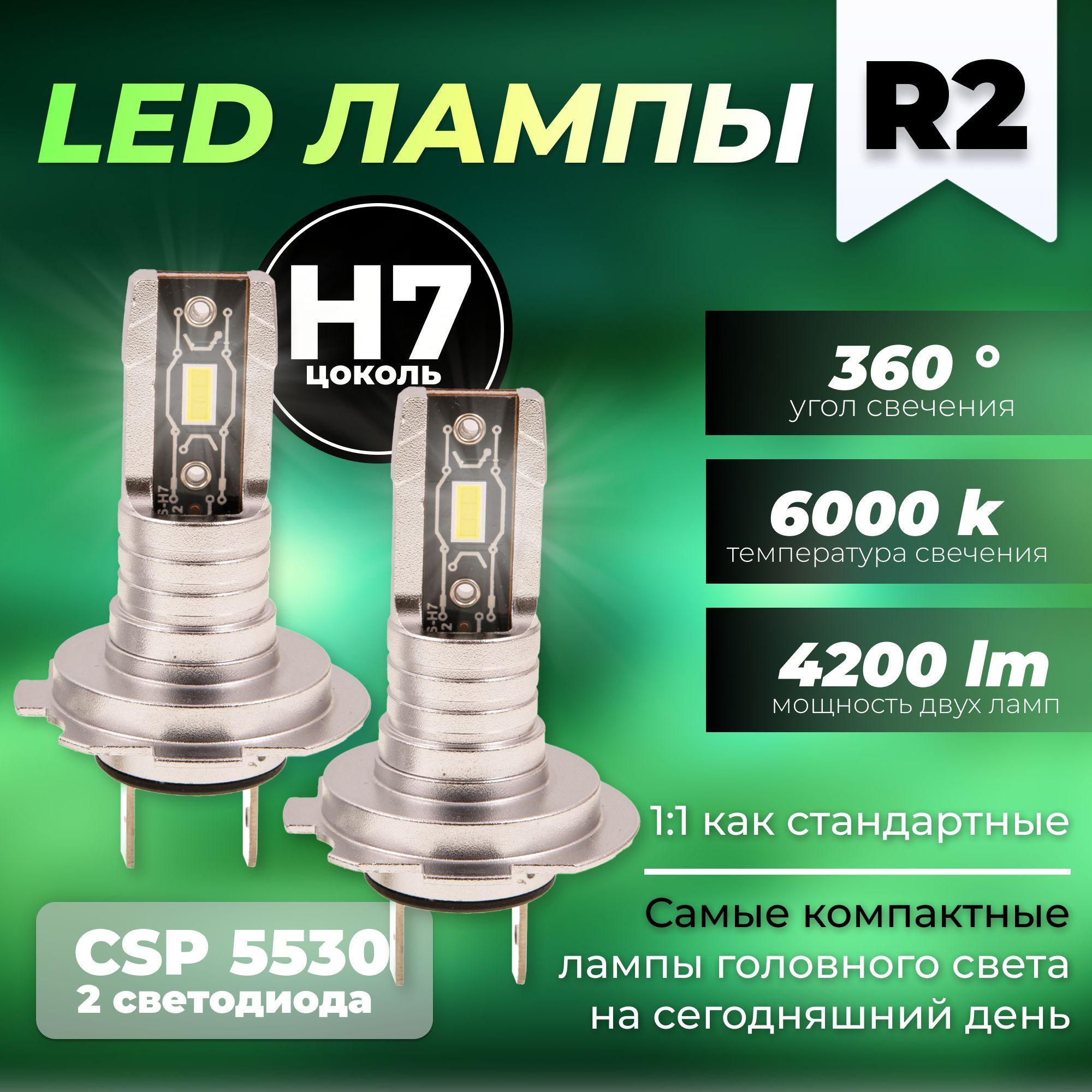 Автомобильная LED светодиодная лампа H7 PX26d бренд DLED 12V мощность 18W цвет белый (размер 1:1 как обычные лампы) - 2шт