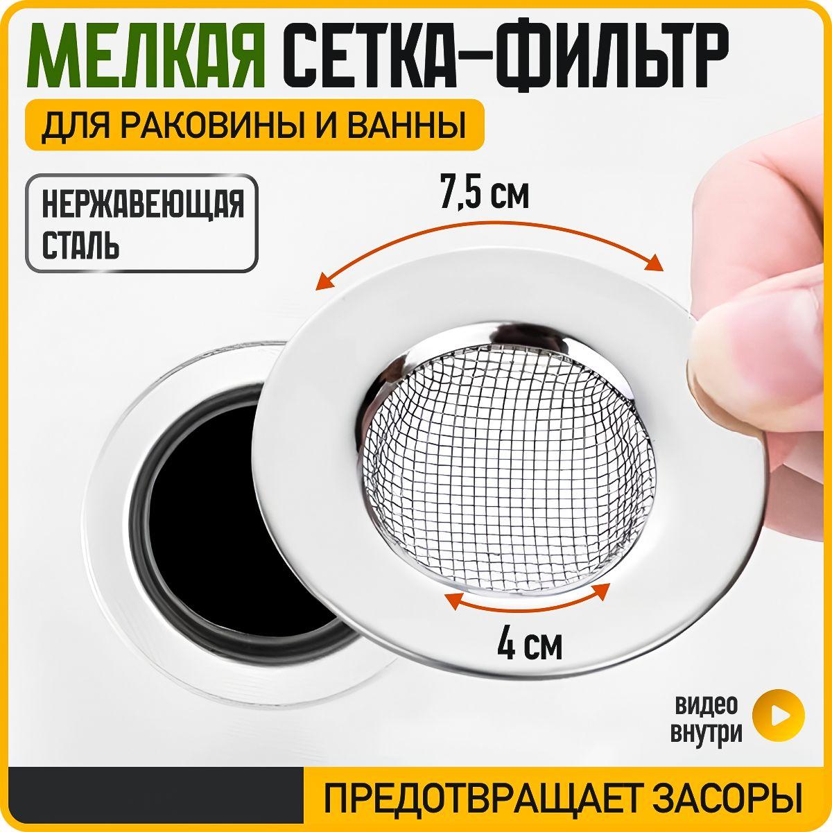 Ситечко для раковины металлическое, сетка для слива в ванне, диаметр 7,5 см, 1 шт, WiseBuys