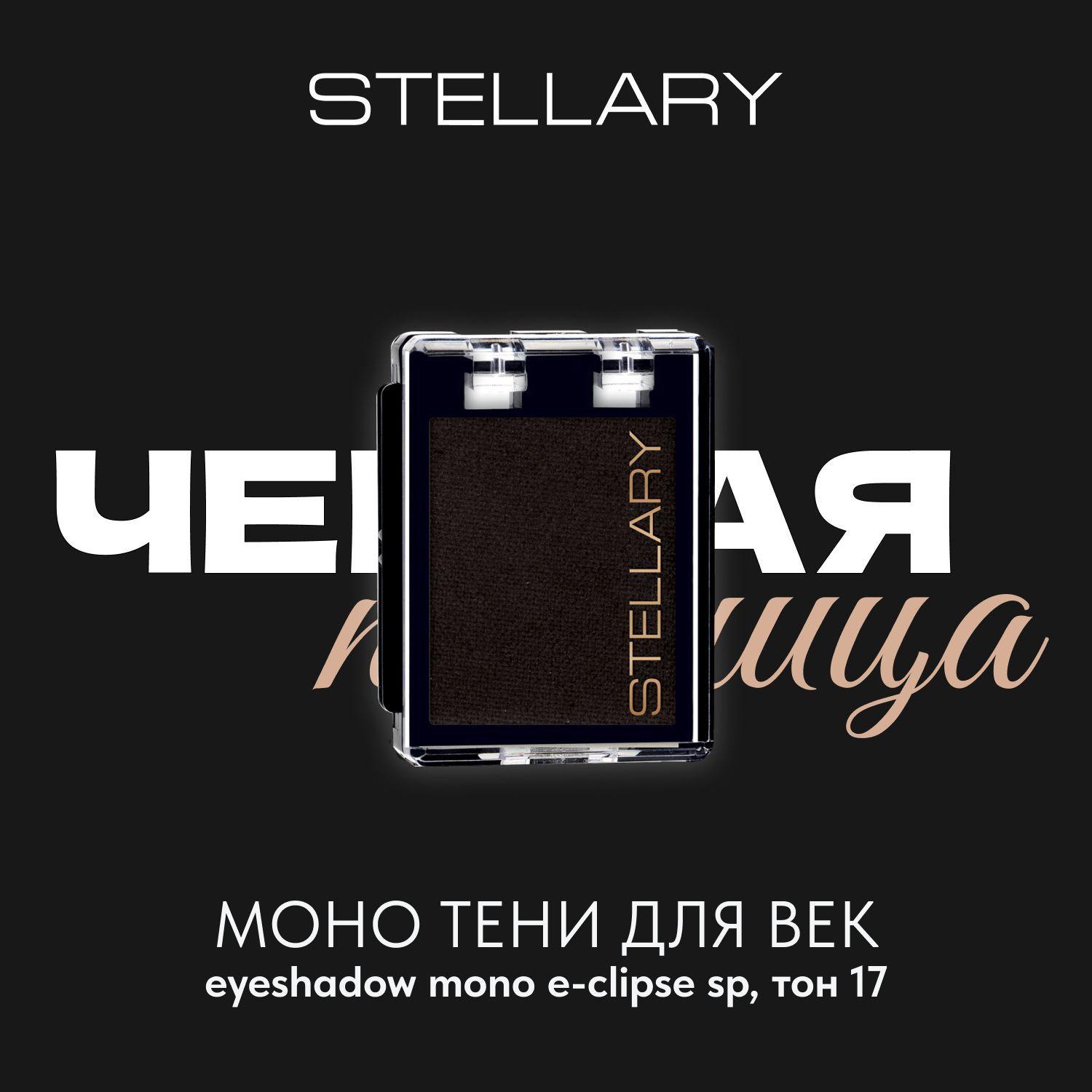 Stellary Eyeshadow mono E-Clipse Монотени для век, нежная текстура для ровного нанесения, устойчивый пигмент для насыщенного цвета, матовые, тон 17, цвет: черный, 1 г