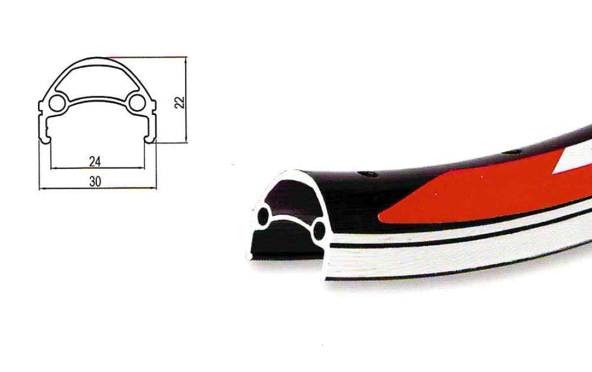 Обод 28-29 HOGGER алюминиевый двойной 32H пистонированный фрезерованный индикатор износа 622х24/30х22мм анодированный черный