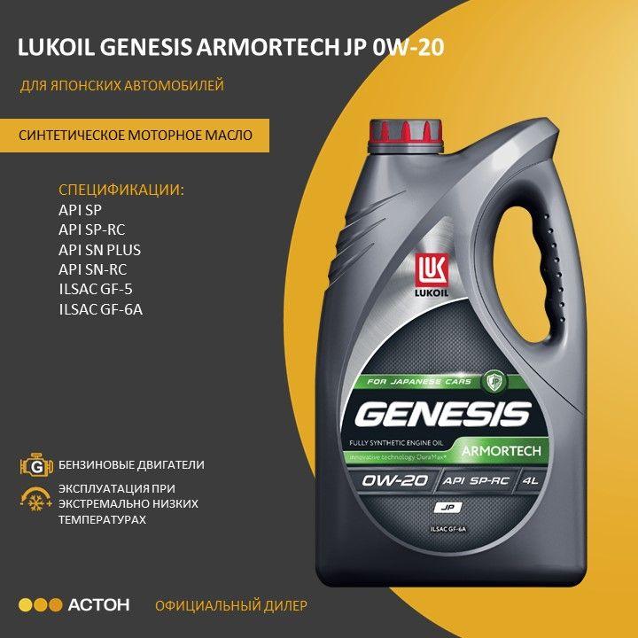 ЛУКОЙЛ (LUKOIL) GENESIS ARMORTECH JP 0W-20 Масло моторное, Синтетическое, 4 л