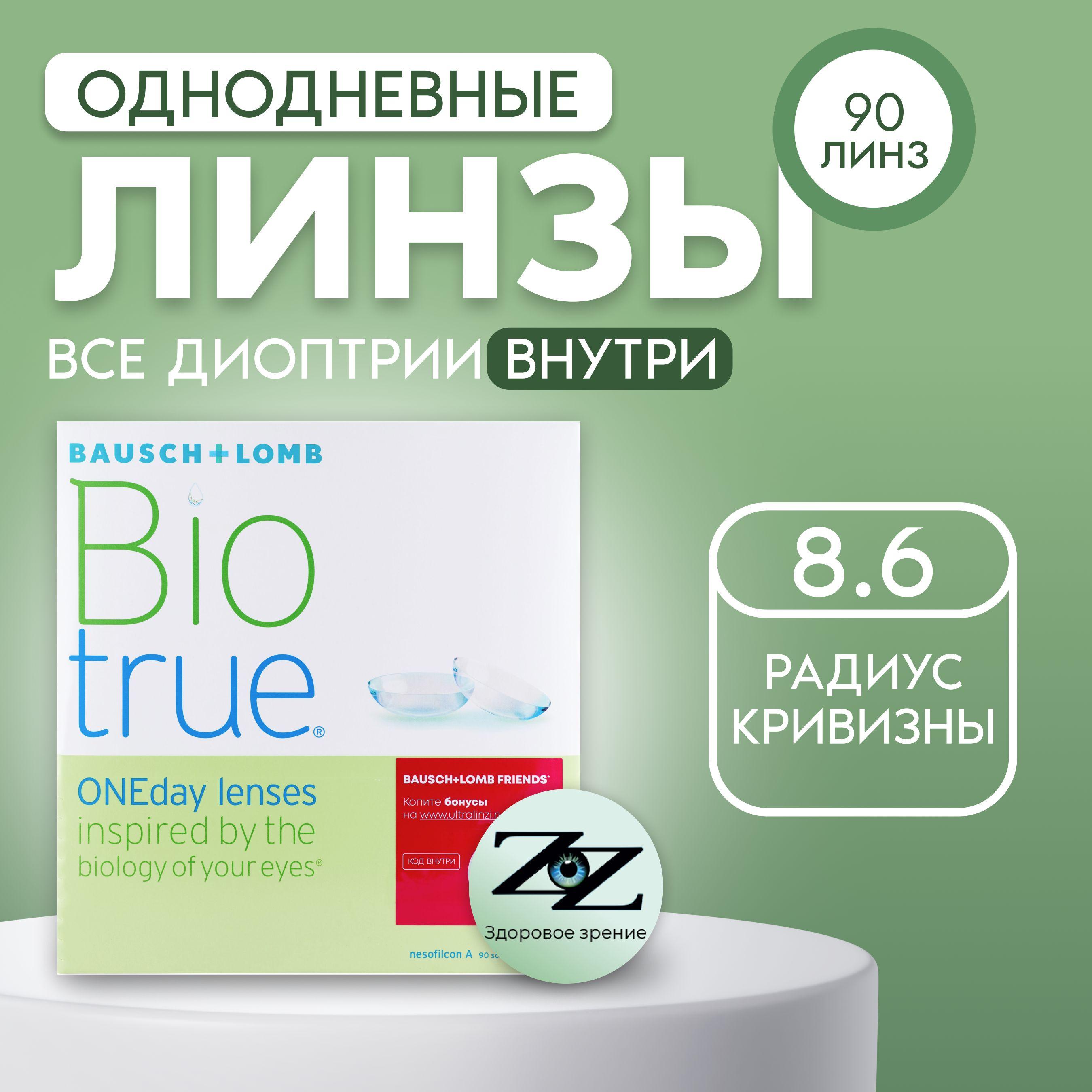 Bausch + Lomb Контактные линзы Biotrue OneDay (90), 90 шт.,, -6.50 / 8.6/ Однодневные