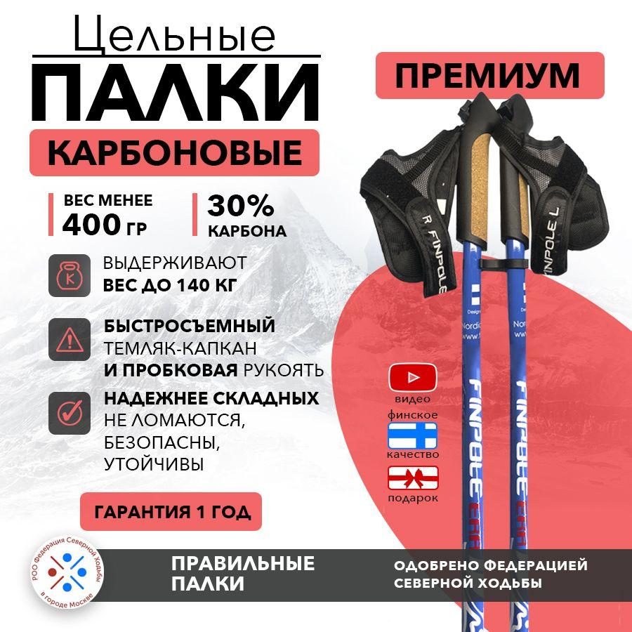 Палки для скандинавской ходьбы Finpole ER, карбоновые, 120 см