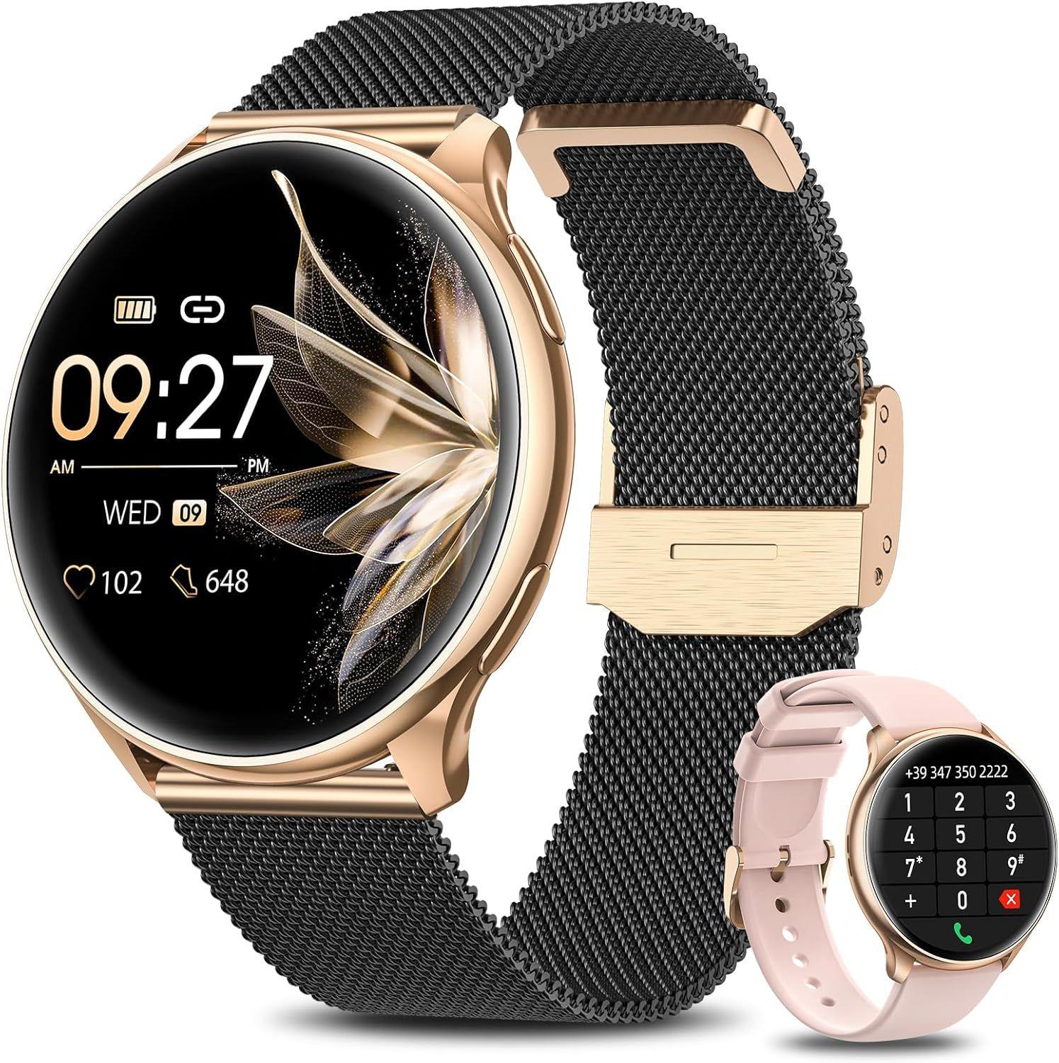 FOSMET | DekeFit Женские Умные Часы с Bluetooth Calling, 1.32" HD Smart Watch, 2 Ремешка, Женские функции, Мониторинг Пульса, SpO2, Калорий и Сна, для Android iOS