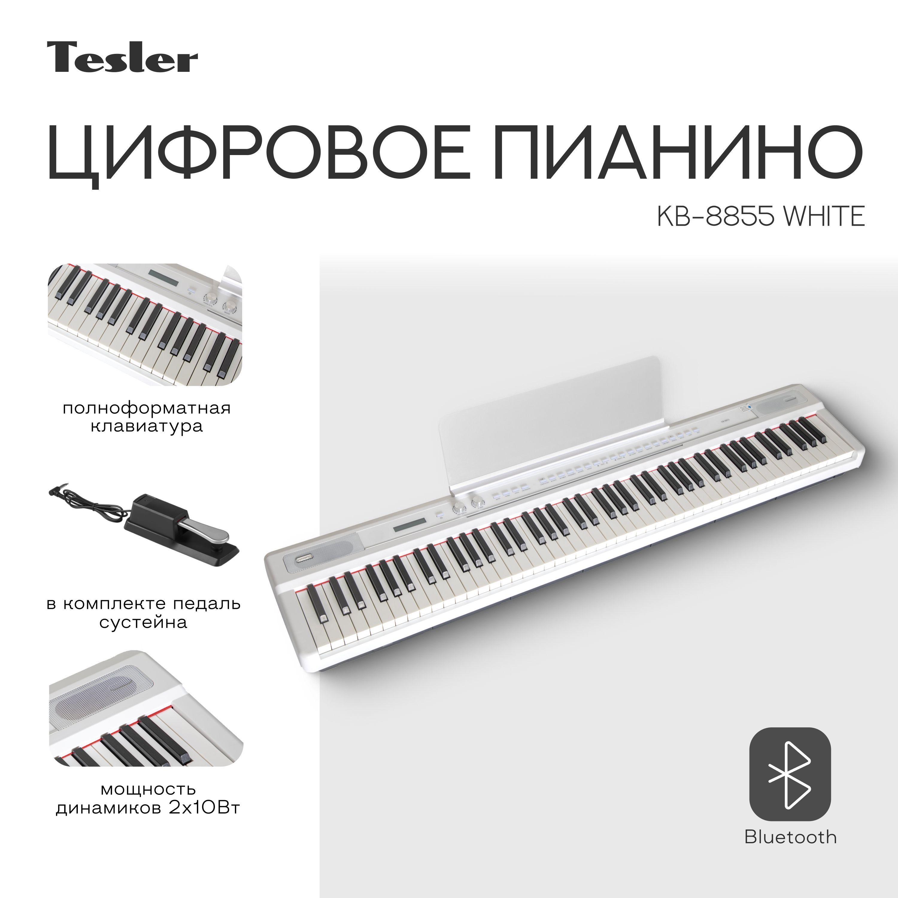 Цифровое пианино TESLER KB-8855 WHITE