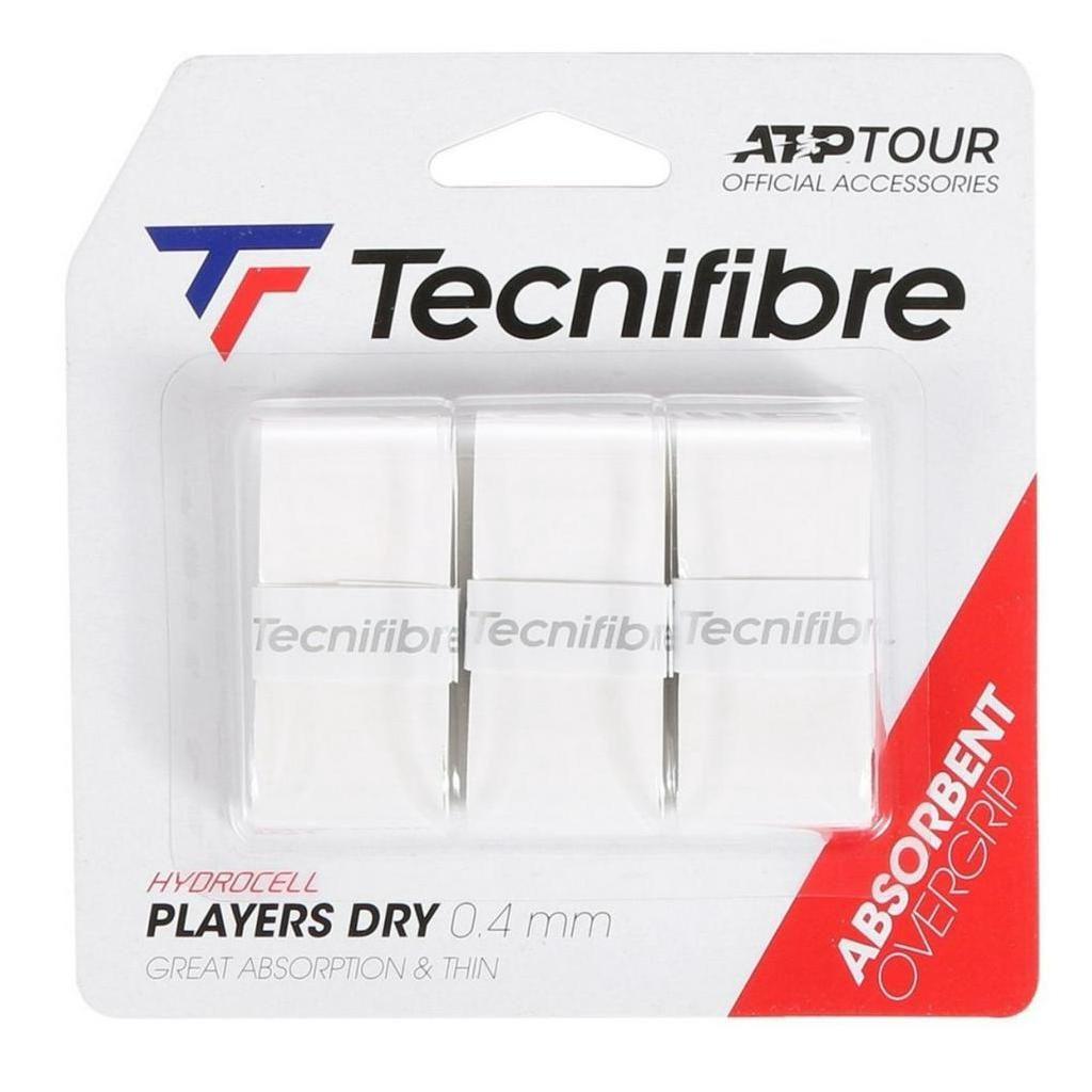 Намотка для теннисной ракетки 3шт Tecnifibre Players Dry Absorbent 0.4 мм овергрип впитывающий (белый)