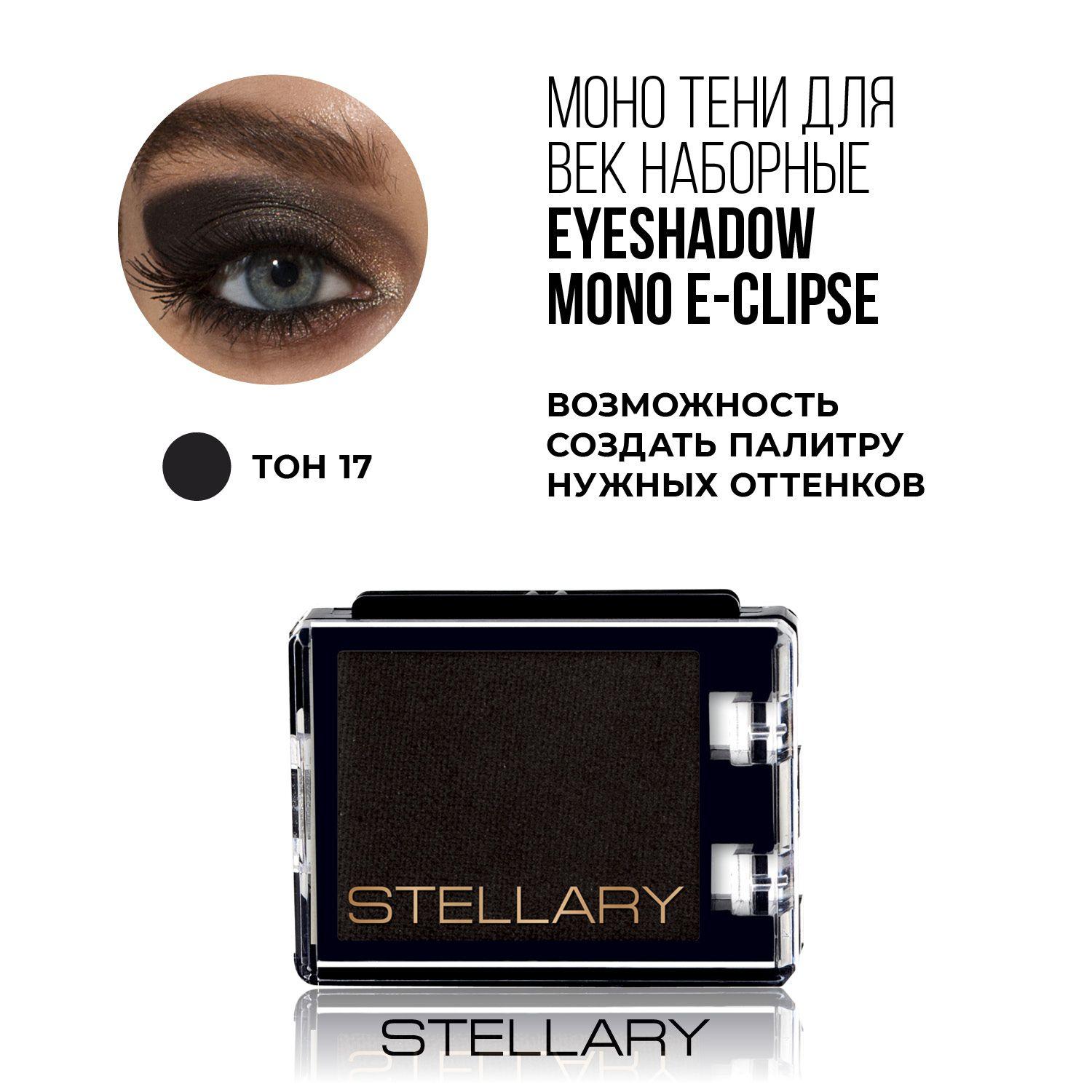 Stellary Eyeshadow mono E-Clipse Монотени для век, нежная текстура для ровного нанесения, устойчивый пигмент для насыщенного цвета, матовые, тон 17, цвет: черный, 1 г