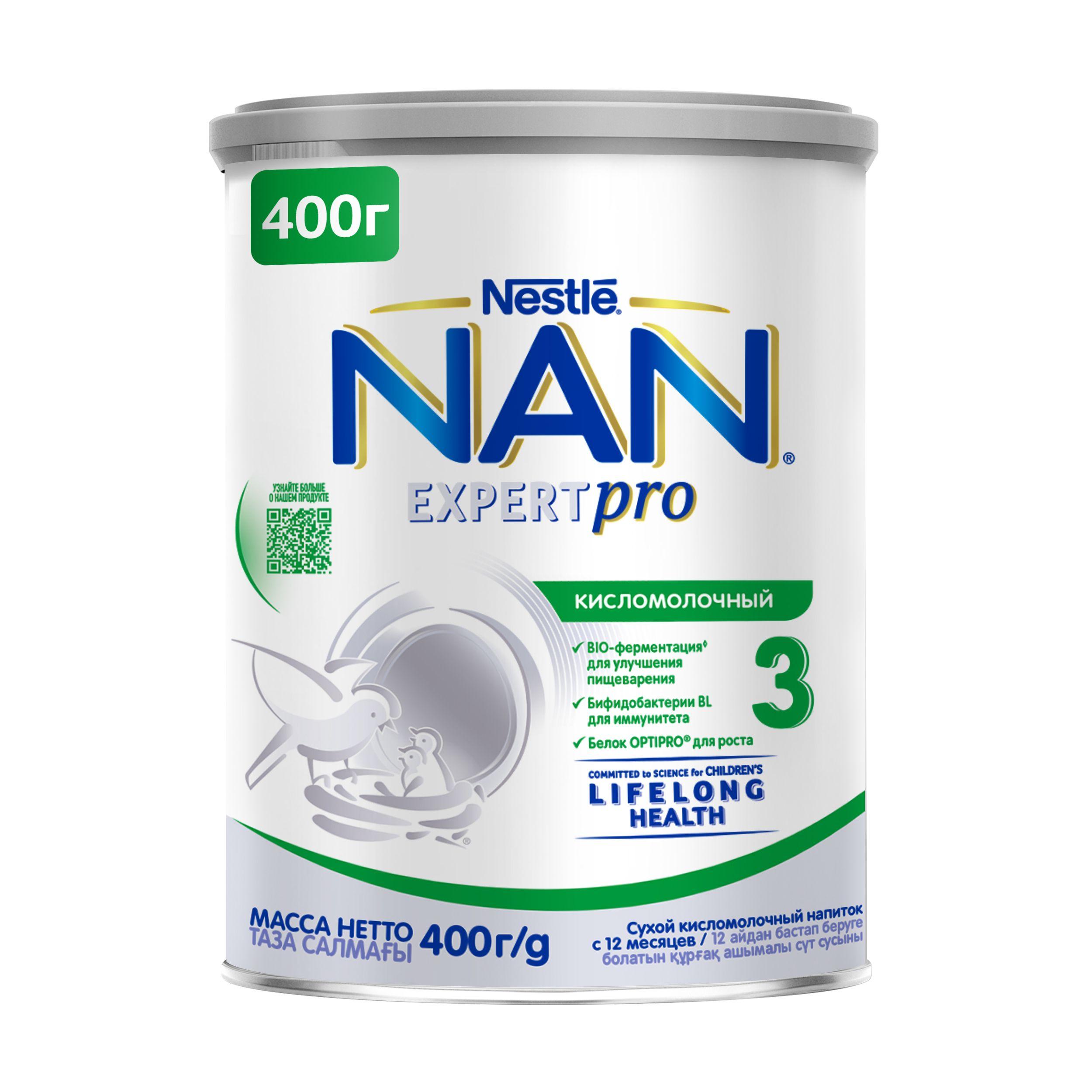 Молочко детское Nestle NAN 3 ExpertPro, кисломолочный, с 12 месяцев, 400 г