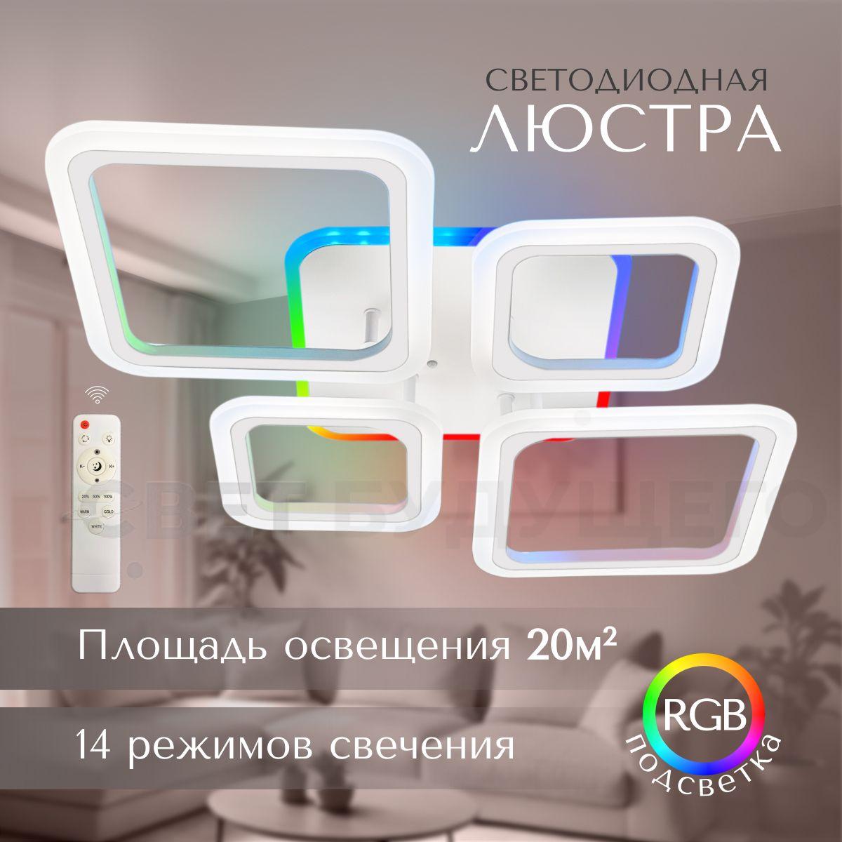 Светодиодная потолочный светильник, белый с RGB подсветкой и пультом управления для всех видов потолков