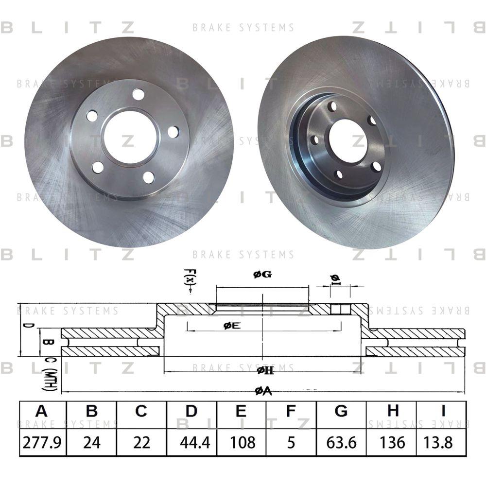 Диск тормозной BLITZ BS0675, oem 1361298