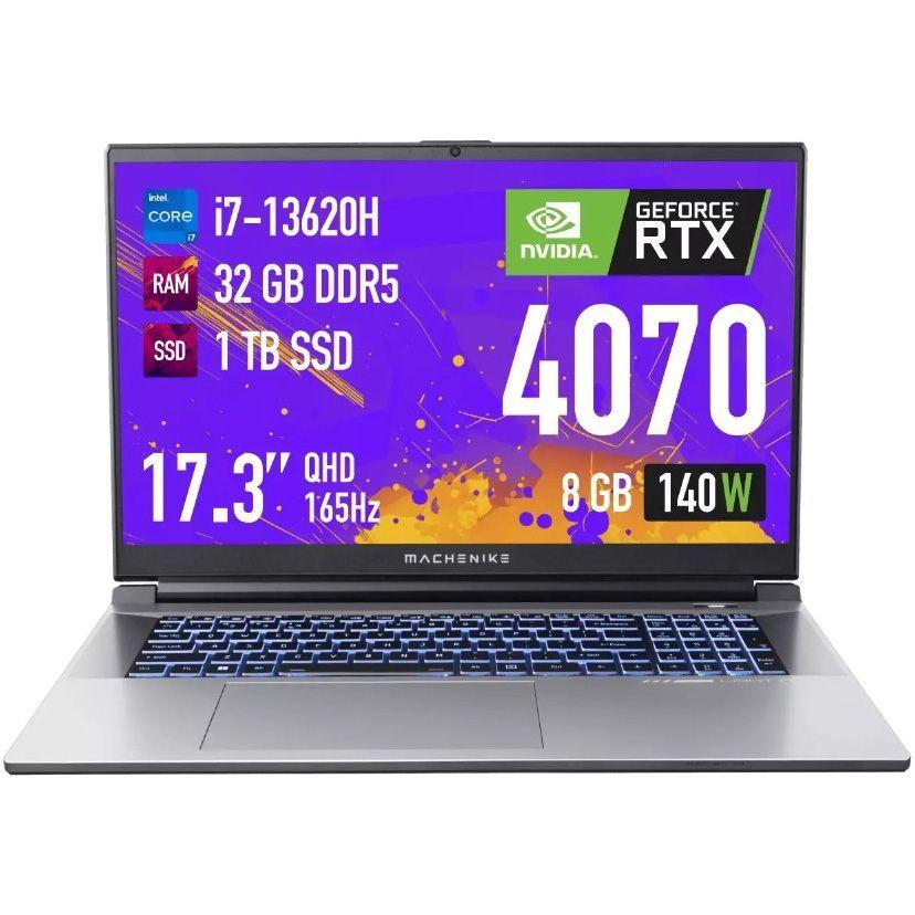 Machenike L17 Stellar M Игровой ноутбук 17.3", Intel Core i7-13620H, RAM 32 ГБ, SSD 1024 ГБ, NVIDIA GeForce RTX 4070 для ноутбуков (8 Гб), Без системы, (JJ00G200GRU), серый, Русская раскладка