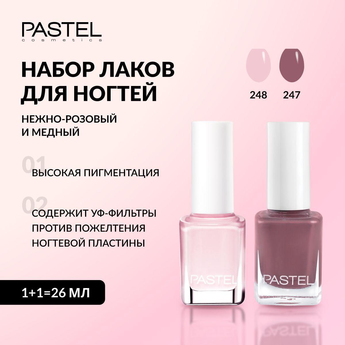 Лак для ногтей PASTEL обычный, быстросохнущий без лампы, стойкий, с эффектом гель лака / NAIL POLISH набор / лиловый, сиреневый