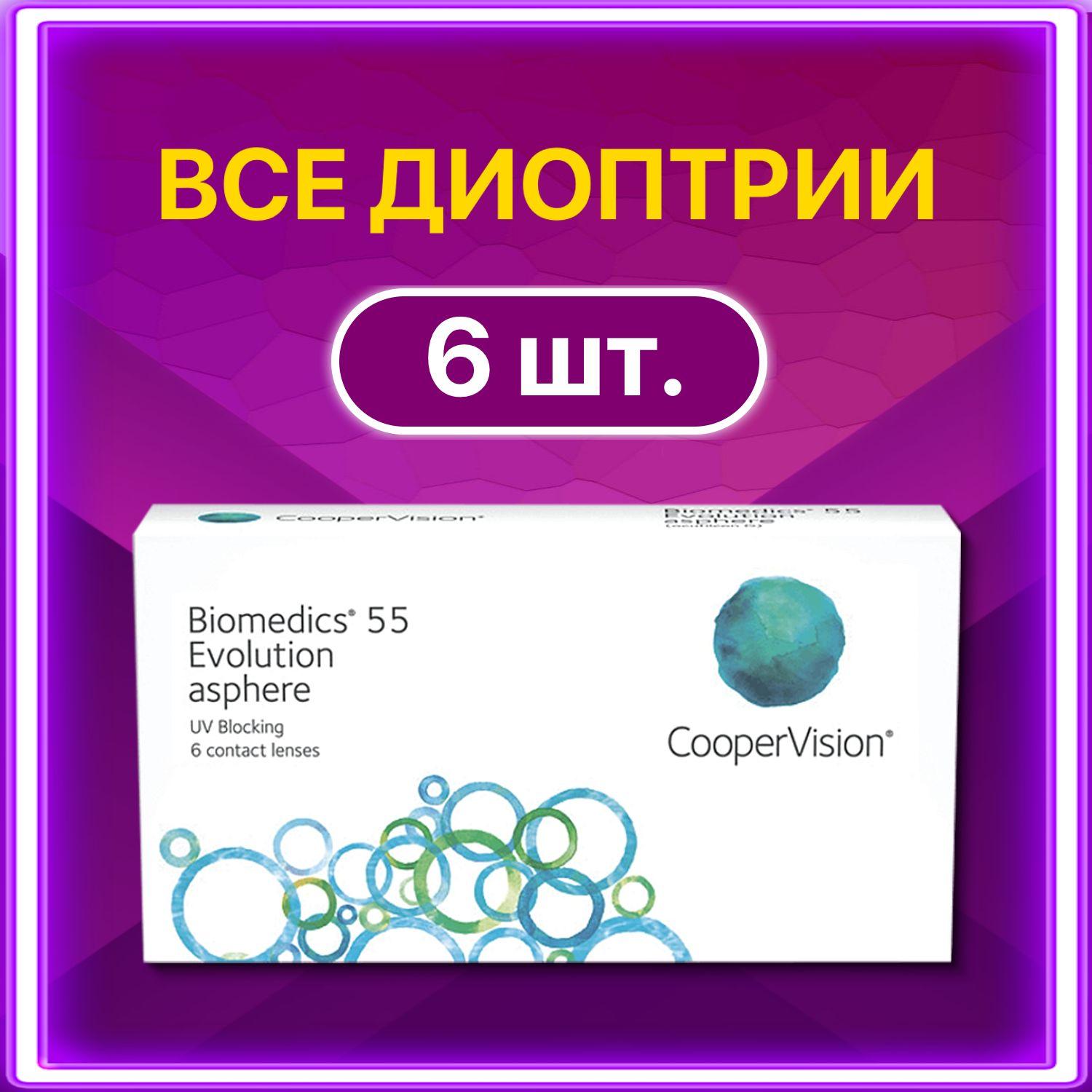 Контактные линзы для глаз Cooper Vision Biomedics 55 Evolution ежемесячные 6 шт 8.9 -1.25