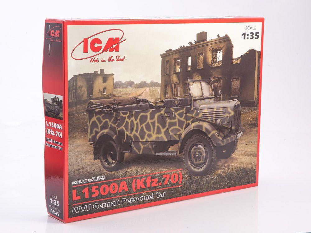 Сборная модель автомобиля ICM L1500A (Kfz.70), Германский армейский автомобиль II МВ 35525, масштаб 1/35