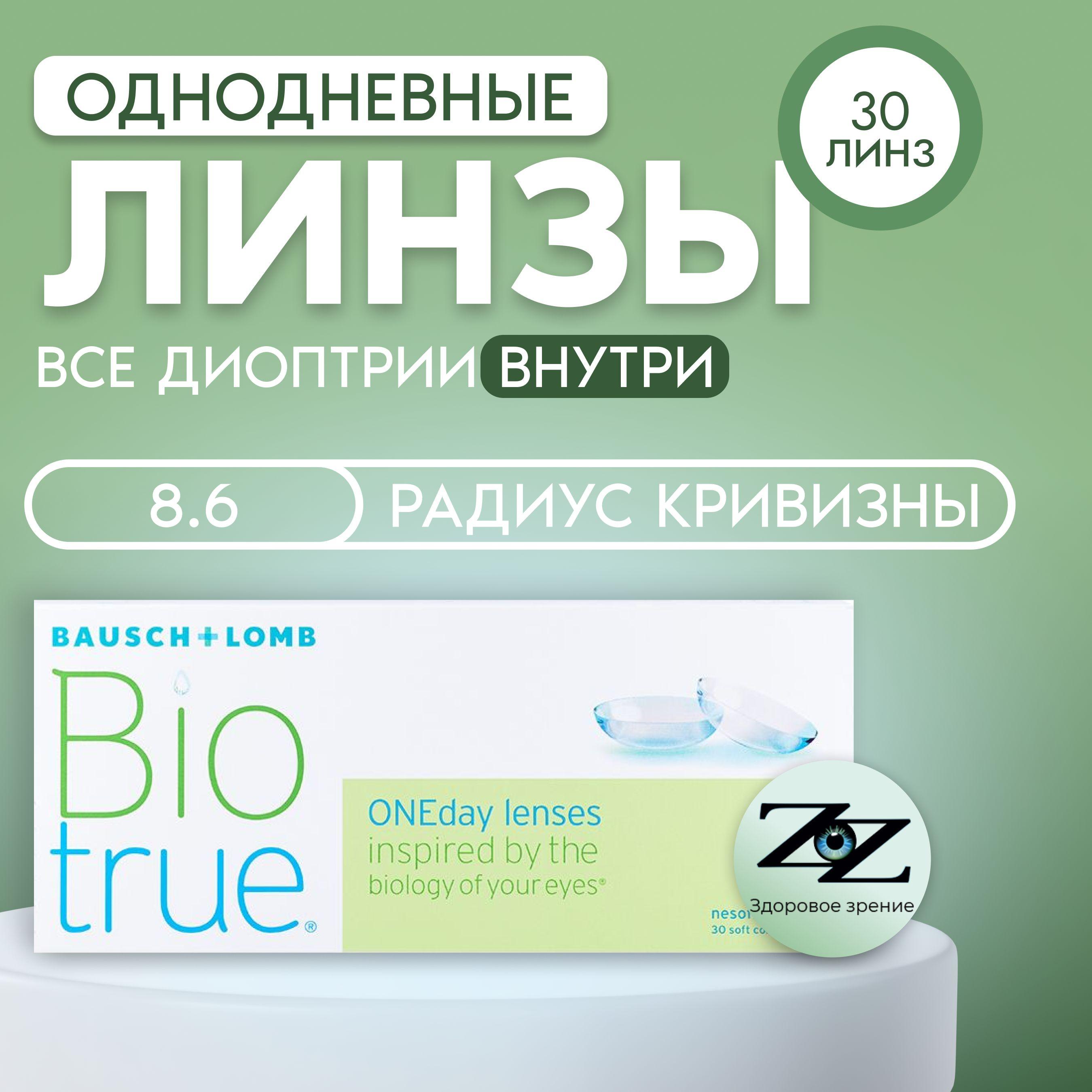 Bausch + Lomb Контактные линзы BioTrue OneDay(30), 30 шт., -7.00 / 8.6/ Однодневные