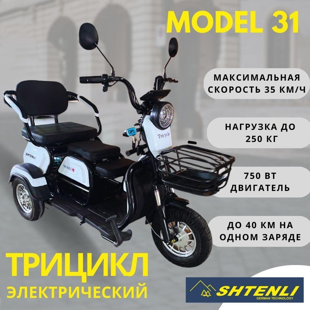 Электрический трицикл SHTENLI Model 31, аккумулятор 4 штуки SLA 20Ач48В / Электротрицикл