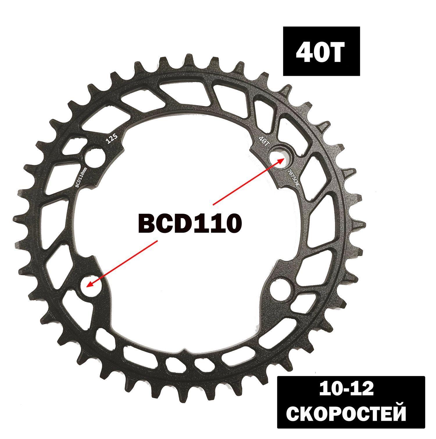 Звезда передняя NARROW WIDE 40T, BCD110мм, на 4-лапку, 10-12 скоростей, AL7075.