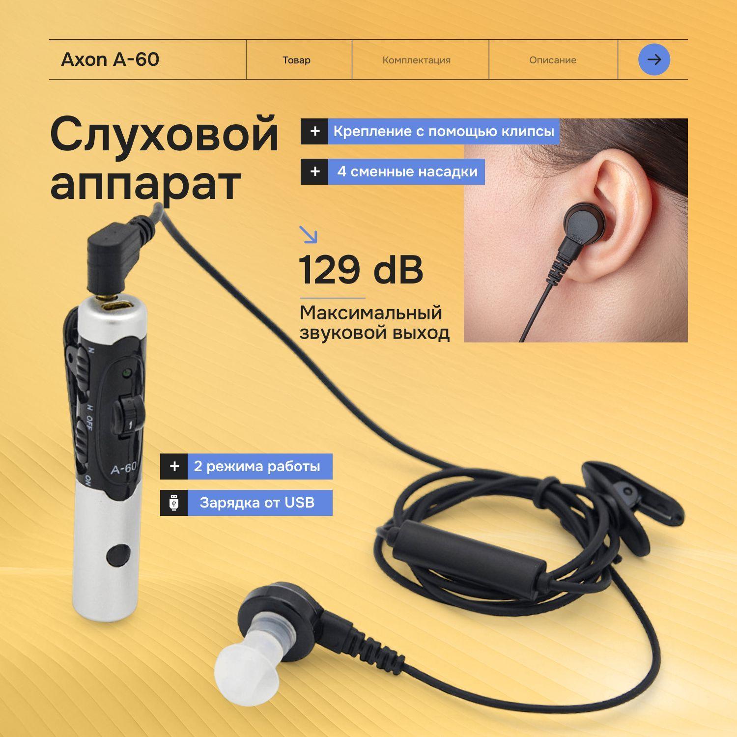 Слуховой аппарат карманный с регулировкой громкости Axon A-60