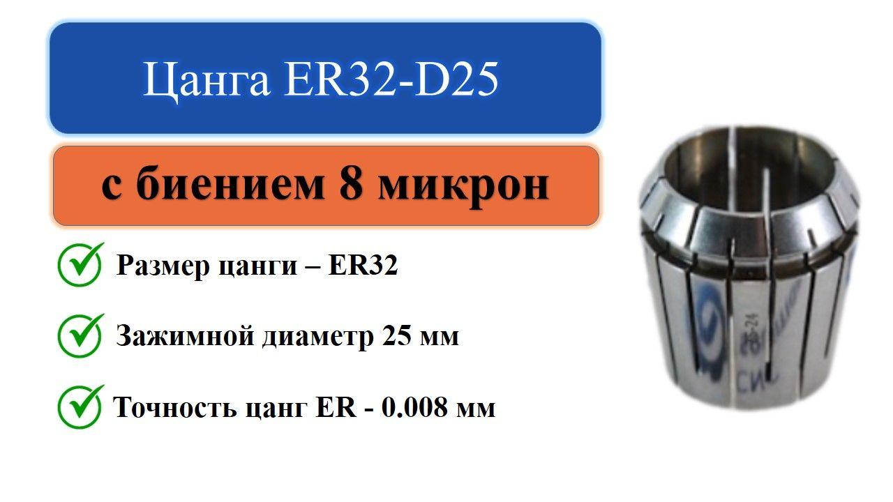 Цанга ER32-D25 с биением 0,008