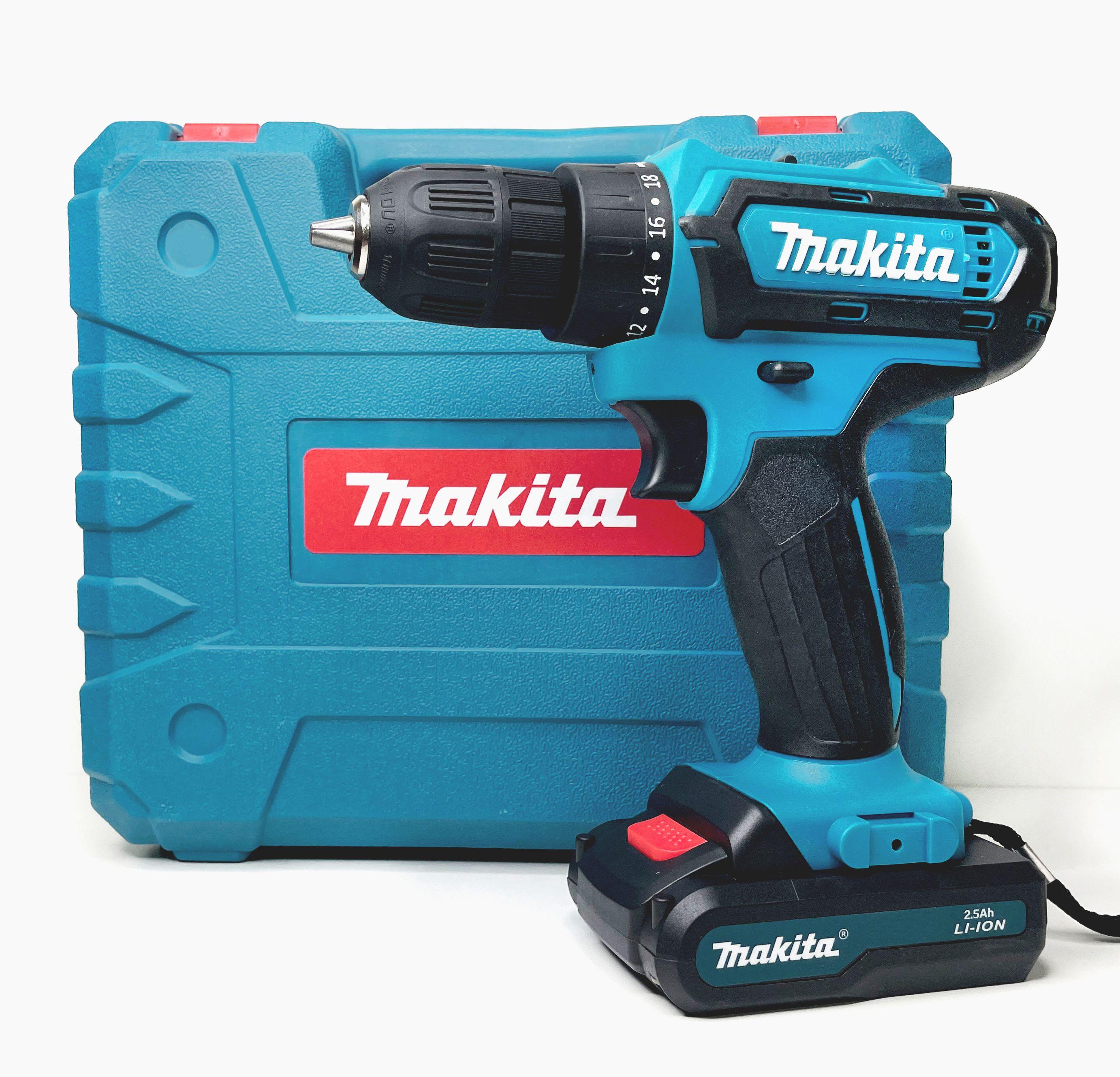 Шуруповерт Дрель-шуруповерт Makita 28V ударный аккумуляторный 28 В с набором (42 Нм, 2 АКБ Li-ion, 2.5 Ач, 2 скорости)