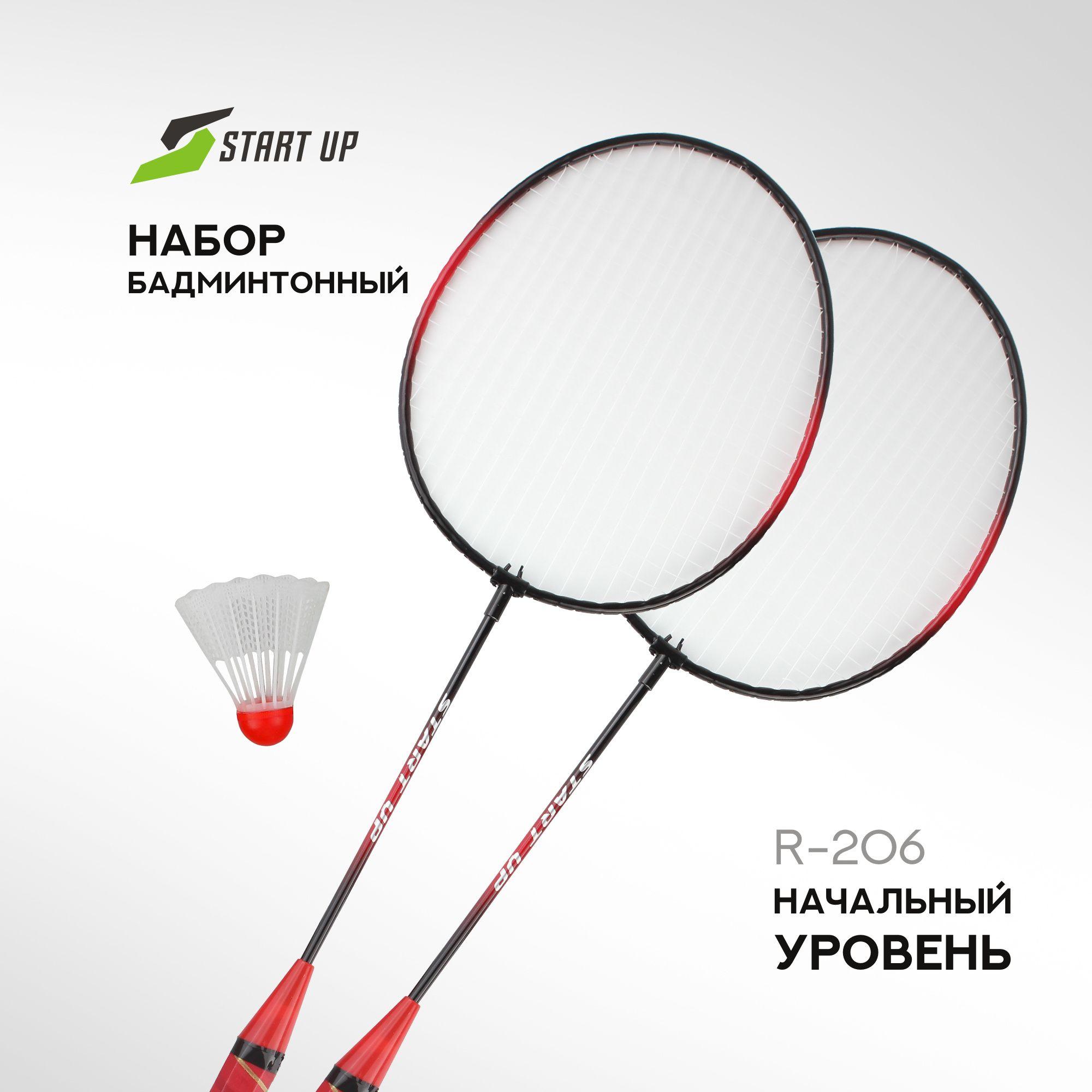 Набор бадминтонный Start Up R-206 (2 ракетки, волан, чехол), черн/кр