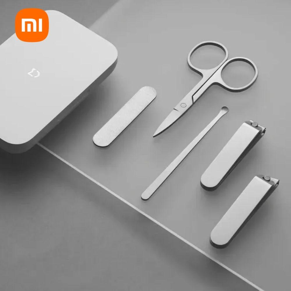 Набор для маникюра Xiaomi Nail Clipper Five Piece Set / косые кусачки для ногтей, прямые кусачки для ногтей, ножницы, пилочка, палочка для чистки ушей