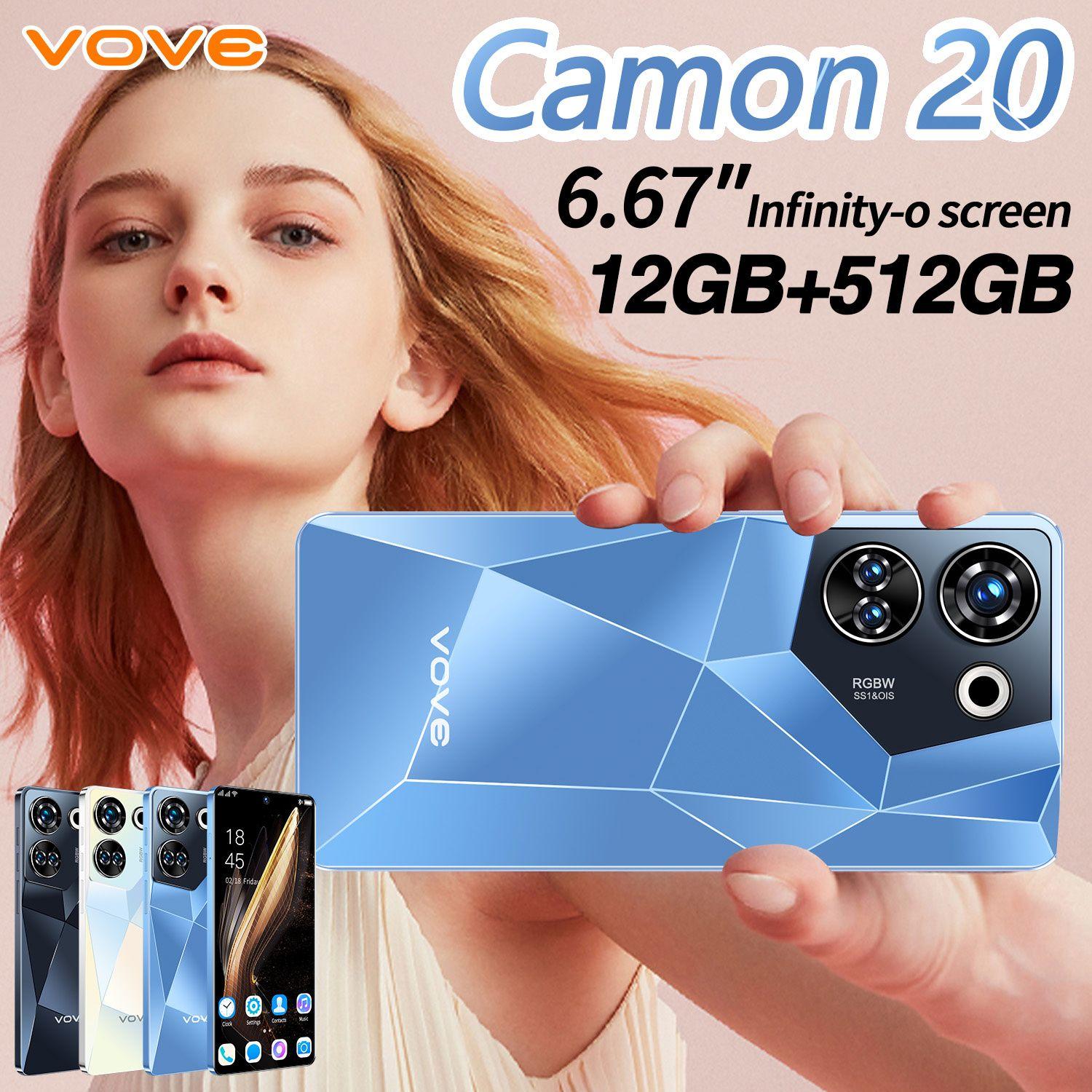 Смартфон Ультра тонкий новый мобильный телефон Camon 20 Dual SIM Dual Standby Smartphone Ультра низкая цена Музыкальный мобильный телефон Игровой мобильный телефон HP Большая память Большой аккумулятор Импортный чип Экстремальная производительность Фирменный мобил EU 12/256 ГБ, черный матовый