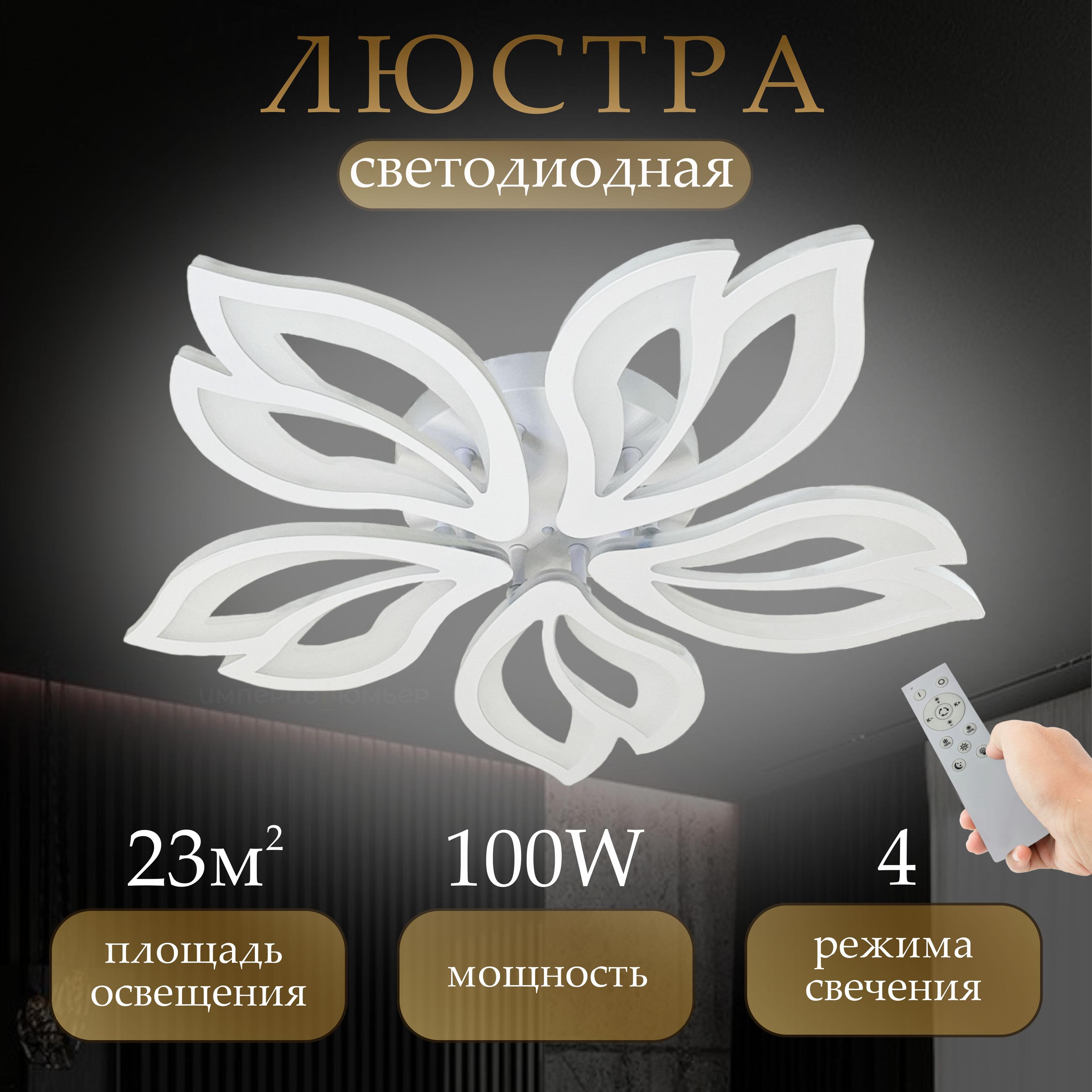 Светодиодная управляемая прозрачная LED люстра с пультом управления диммируемая потолочная люстра в гостинную , спальню, коридор, LED светильник