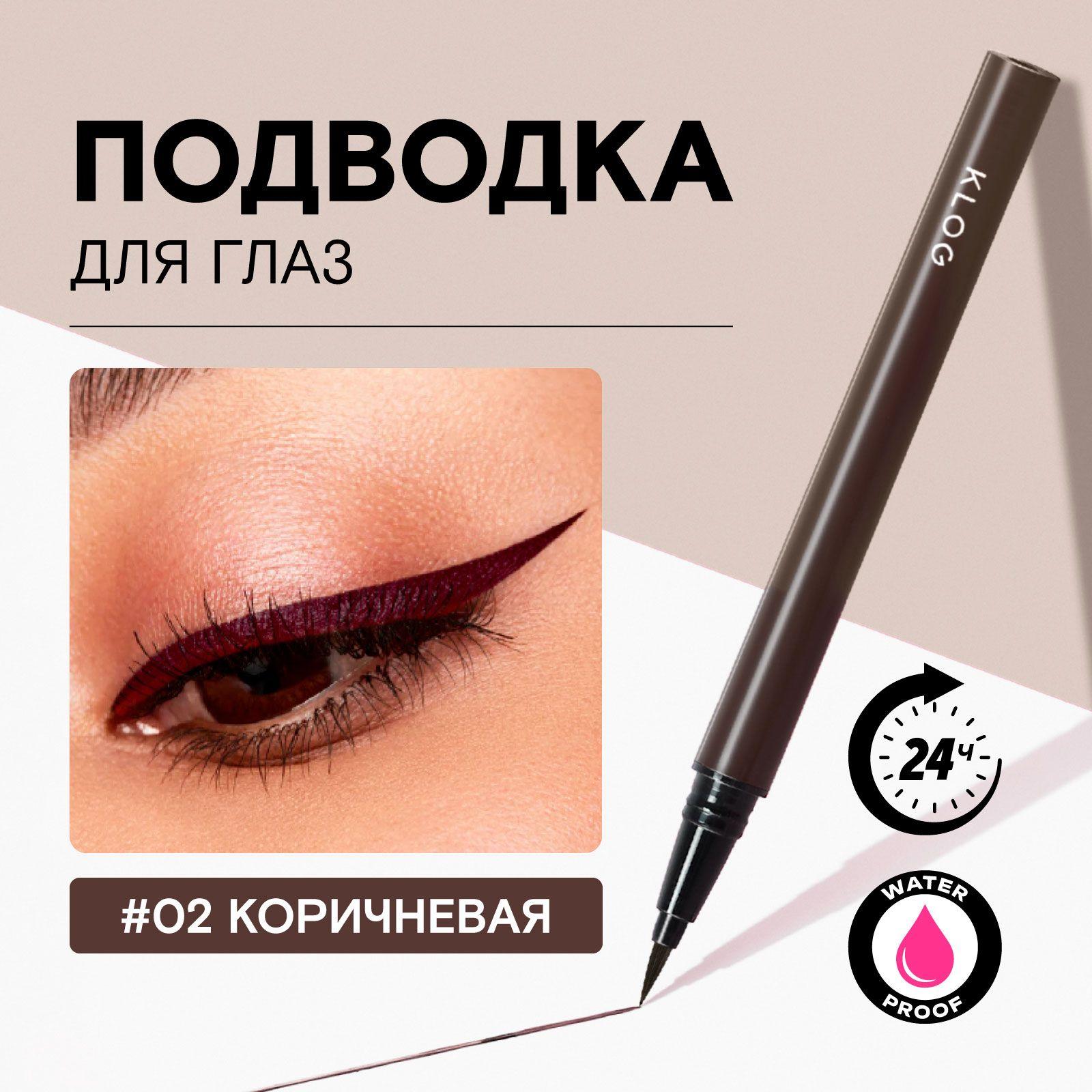 KLOG Подводка для глаз водостойкая All Day Waterproof Eyeliner, 02 коричневая