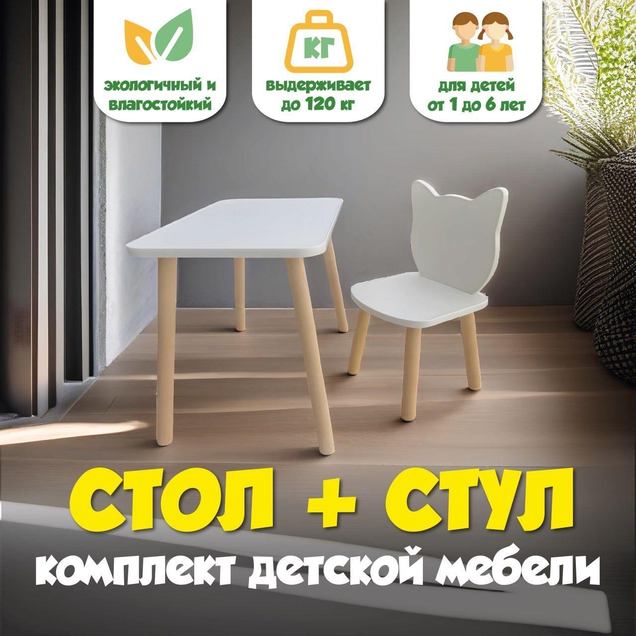 GoodWoodGroot Комплект детский стол + стул,65х46х50см