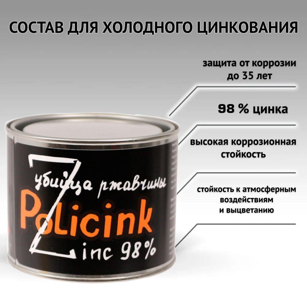 Цинковый состав Policink (1кг) серый (грунт; защита от коррозии; убийца ржавчины) Zink 98%