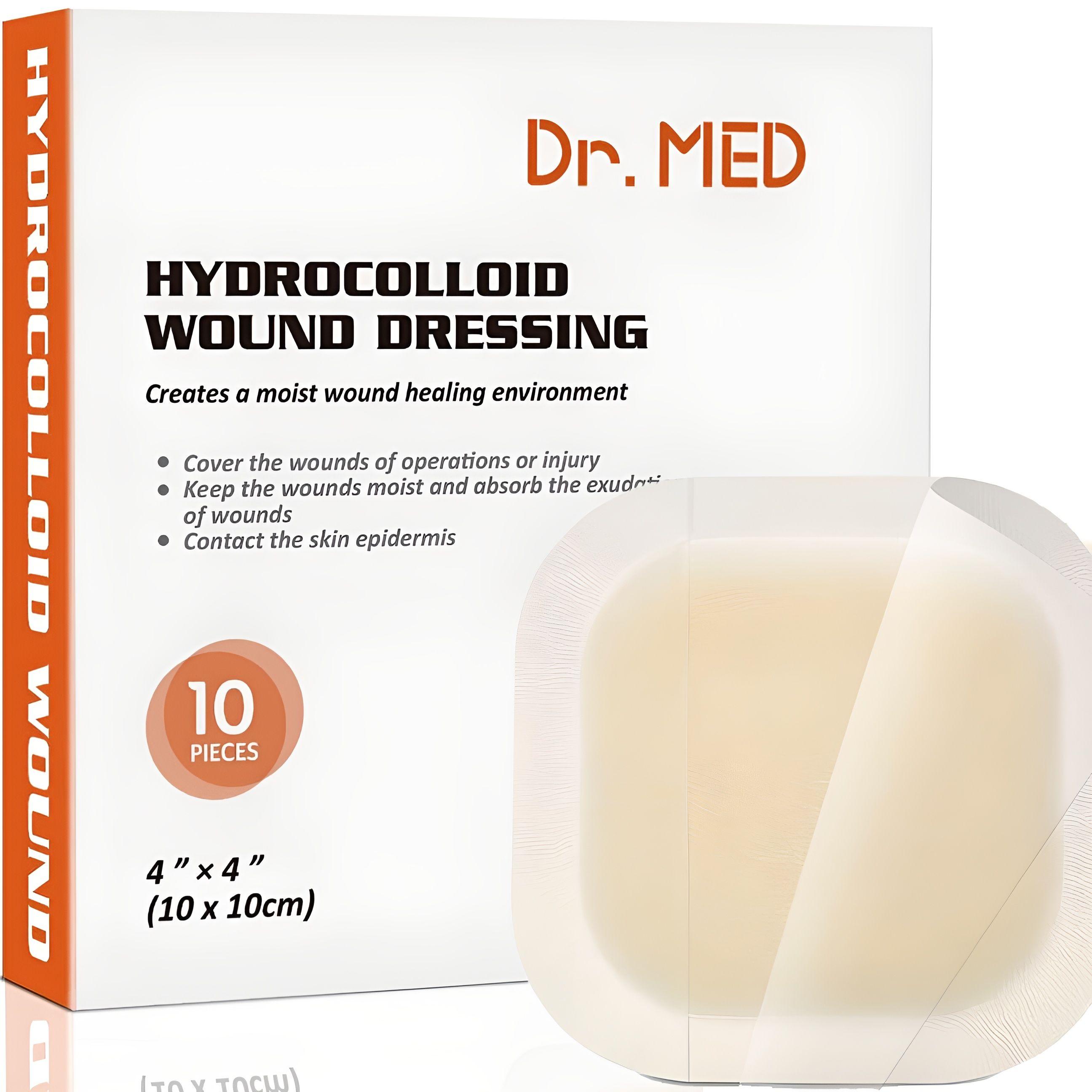 Повязка - пластырь HYDROCOLLOID гидроколлоидная для заживления умеренно и сильно экссудирующих ран, ожогов, пролежней, трофических язв 10х10см, 10шт