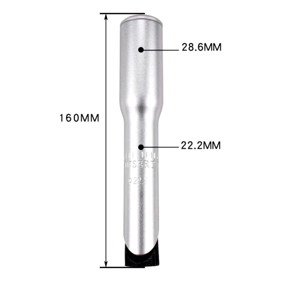 Адаптер для выноса резьбовой вилки. шток D:22.2, под вынос D:28.6мм, длина 160мм, серебристый для руля велосипеда