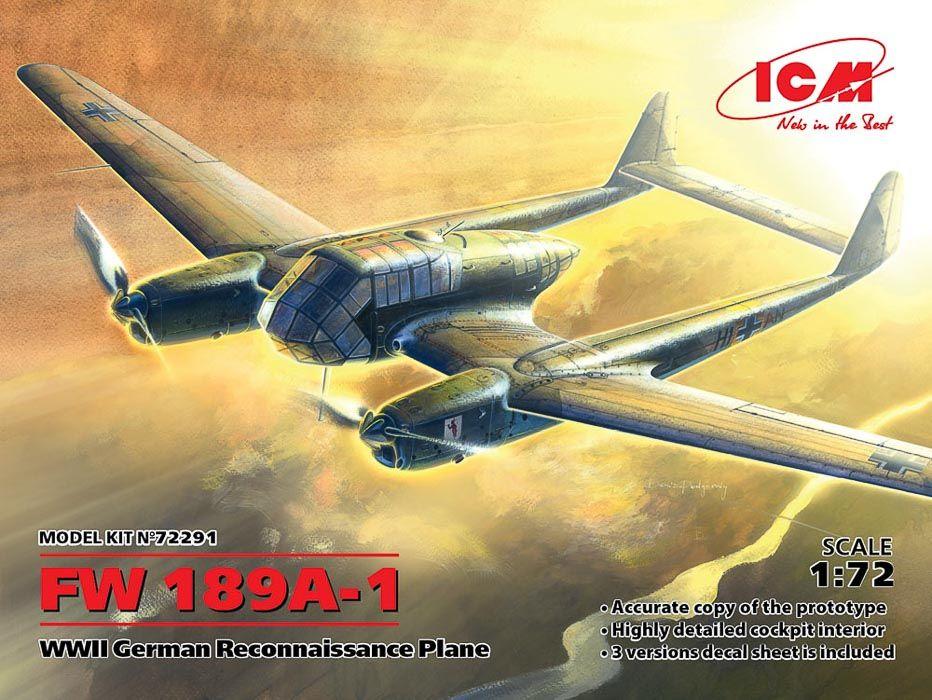 Сборная модель самолета ICM Германский самолет-разведчик FW 189A-1, масштаб 1/72