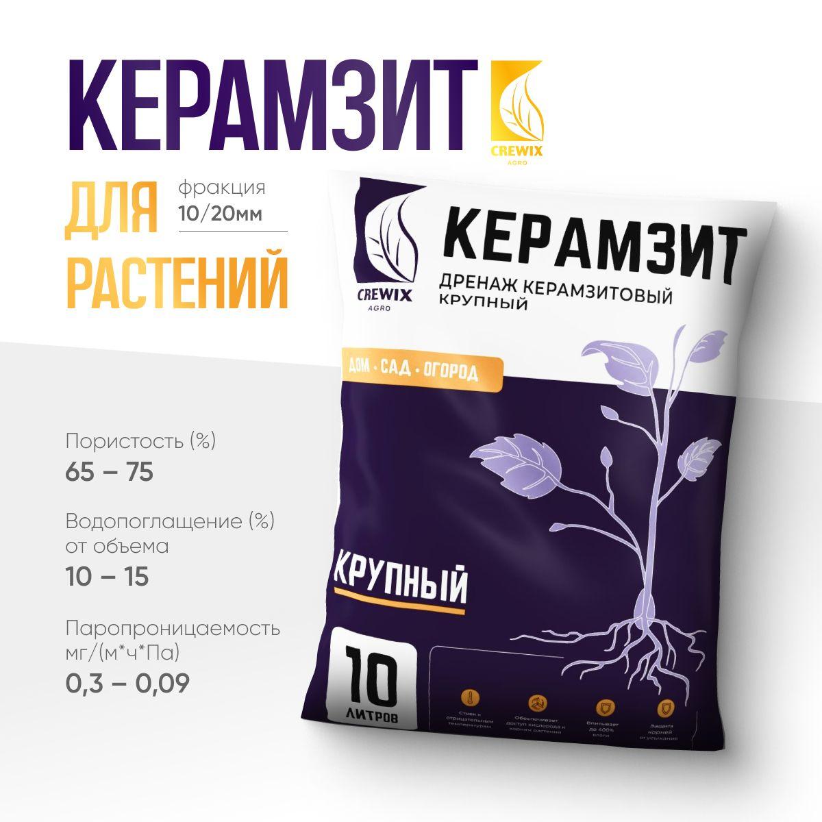 CREWIX AGRO | Керамзит для растений дренаж 10 л крупный