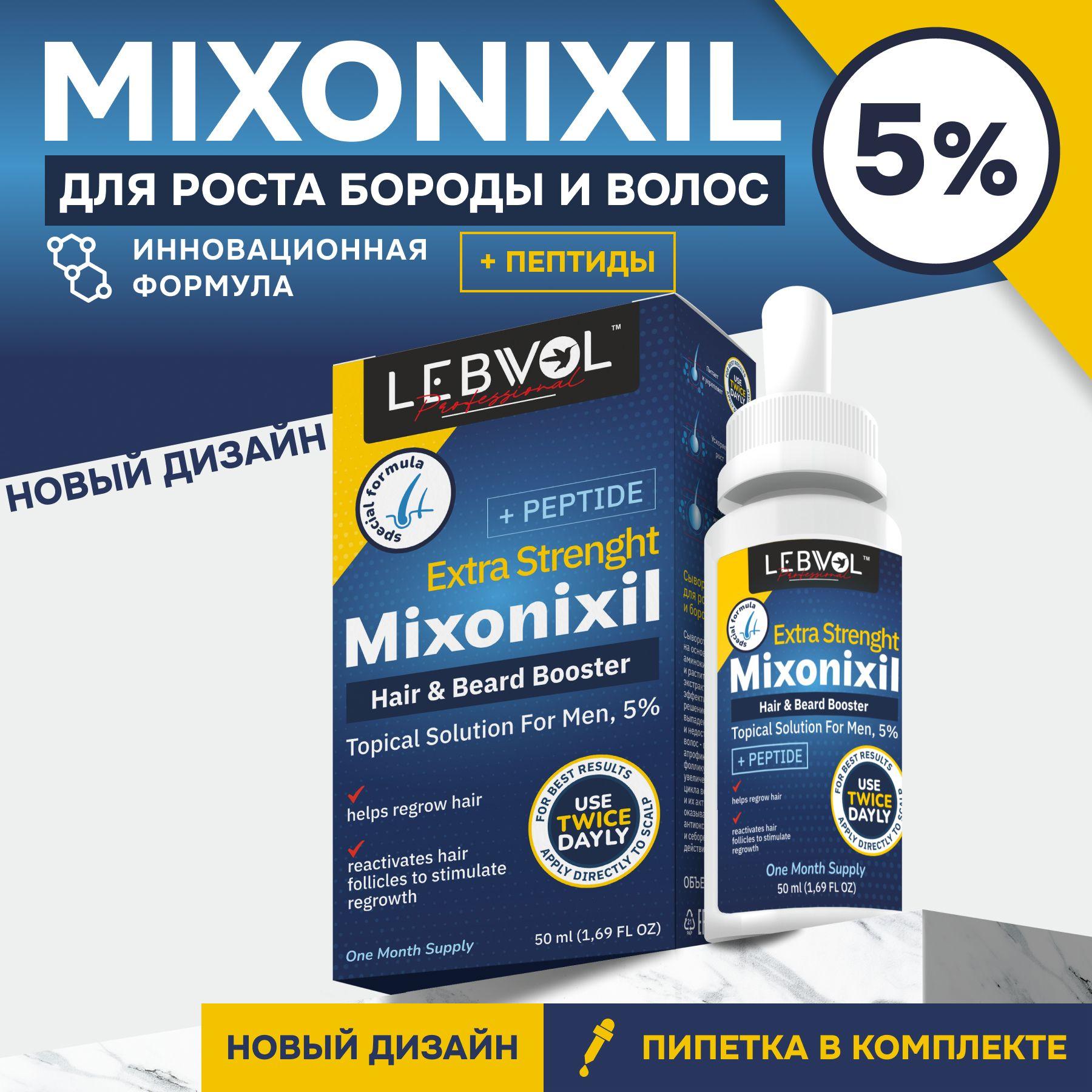 Mixonixil 5% Средство для роста бороды волос и усов / Сыворотка против облысения у мужчин / Лосьон от выпадения волос