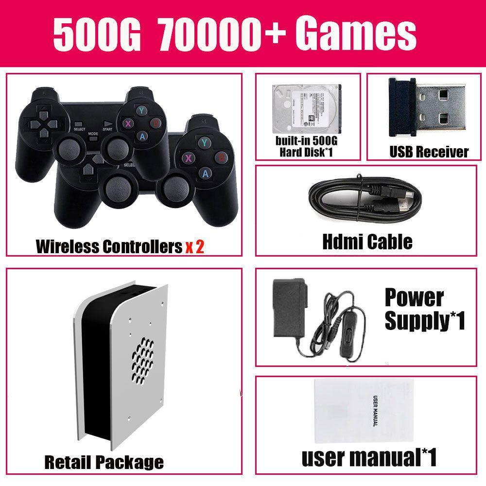 500GB Game Console M15 Batocera 3865U 70000+ игры для Wii PS2 PSP GameCube Беспроводная двойная рукоятка