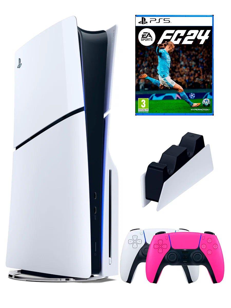 PS5 (ПС5) Игровая приставка Sony PlayStation 5 Slim disk+геймпад+зарядное+Fifa 24