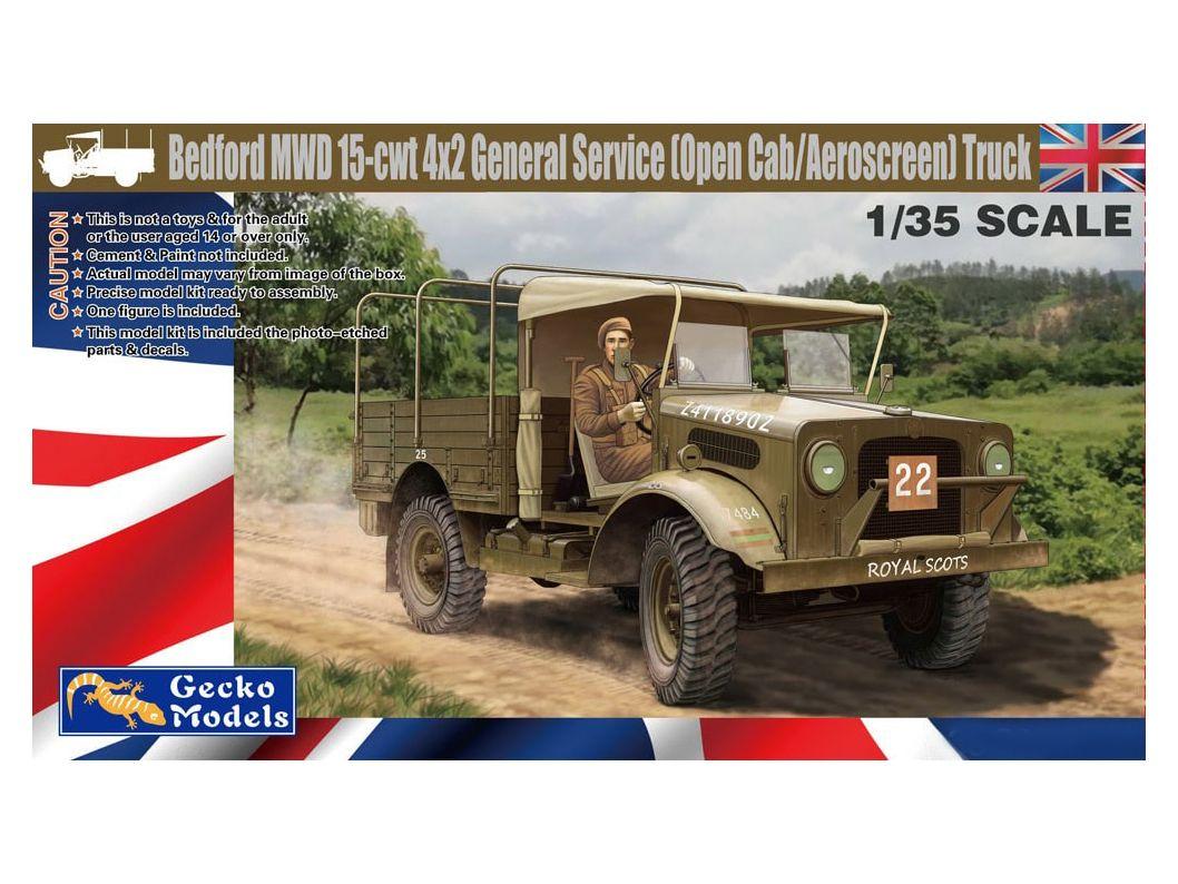 Gecko Models | 35GM0025 Gecko Models Грузовик Bedford MWD 15 4x2 (открытая кабина/аэроэкран) (1:35)