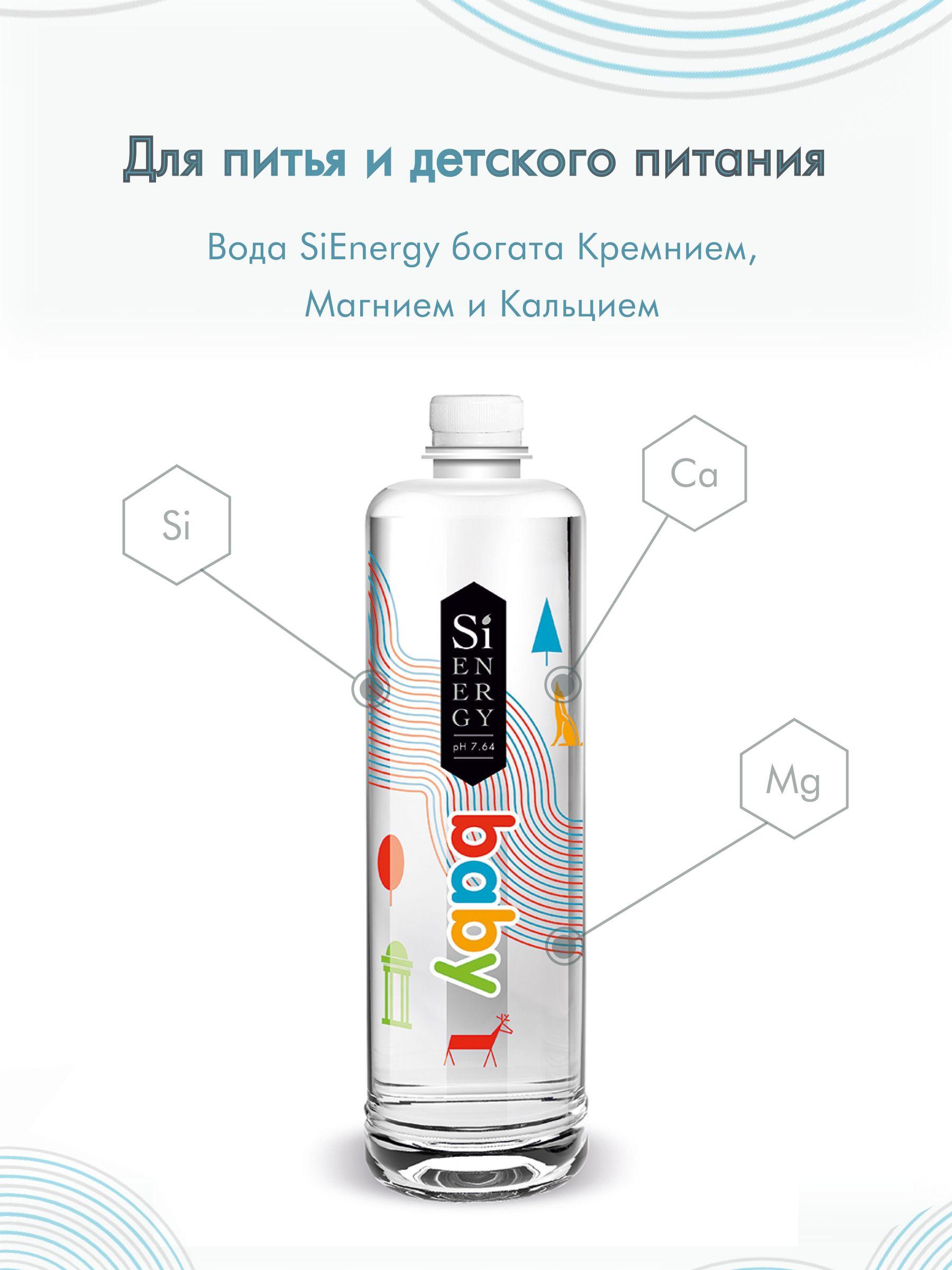 Вода детская, питьевая SiEnergy Baby 0+, негазированная, родниковая 1 л x 6 шт