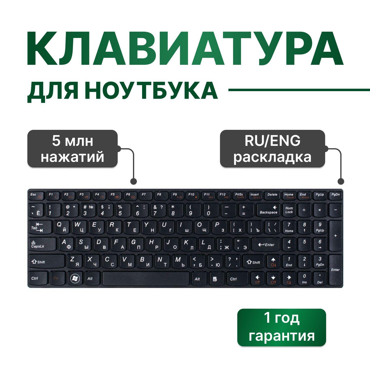 Клавиатура черная с черной рамкой для Lenovo G570, G560, G575, G565, G770, G560e, IdeaPad Z560, IdeaPad Z565