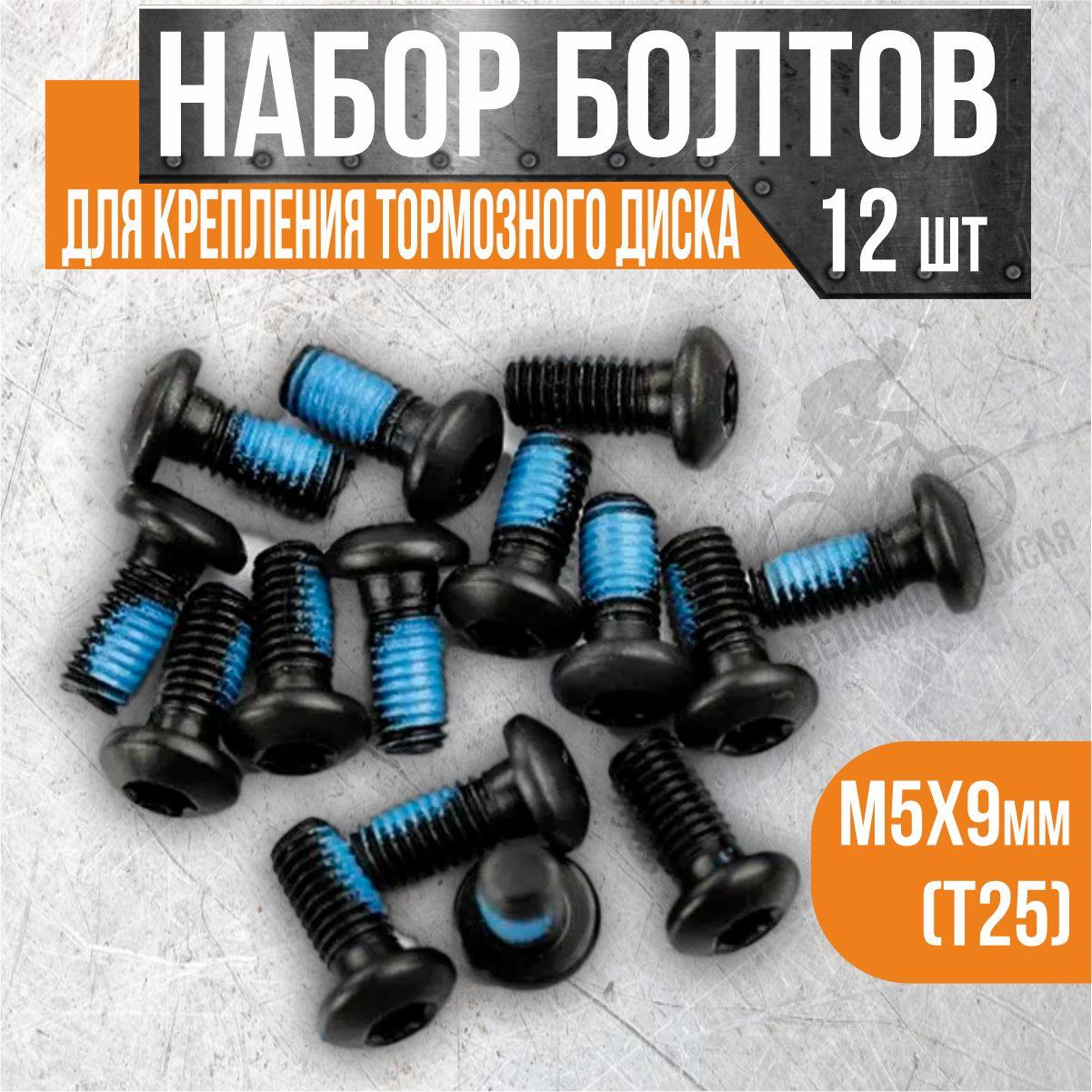 Набор болтов M5x9mm (T25), 12 шт. для крепления тормозного диска, черные