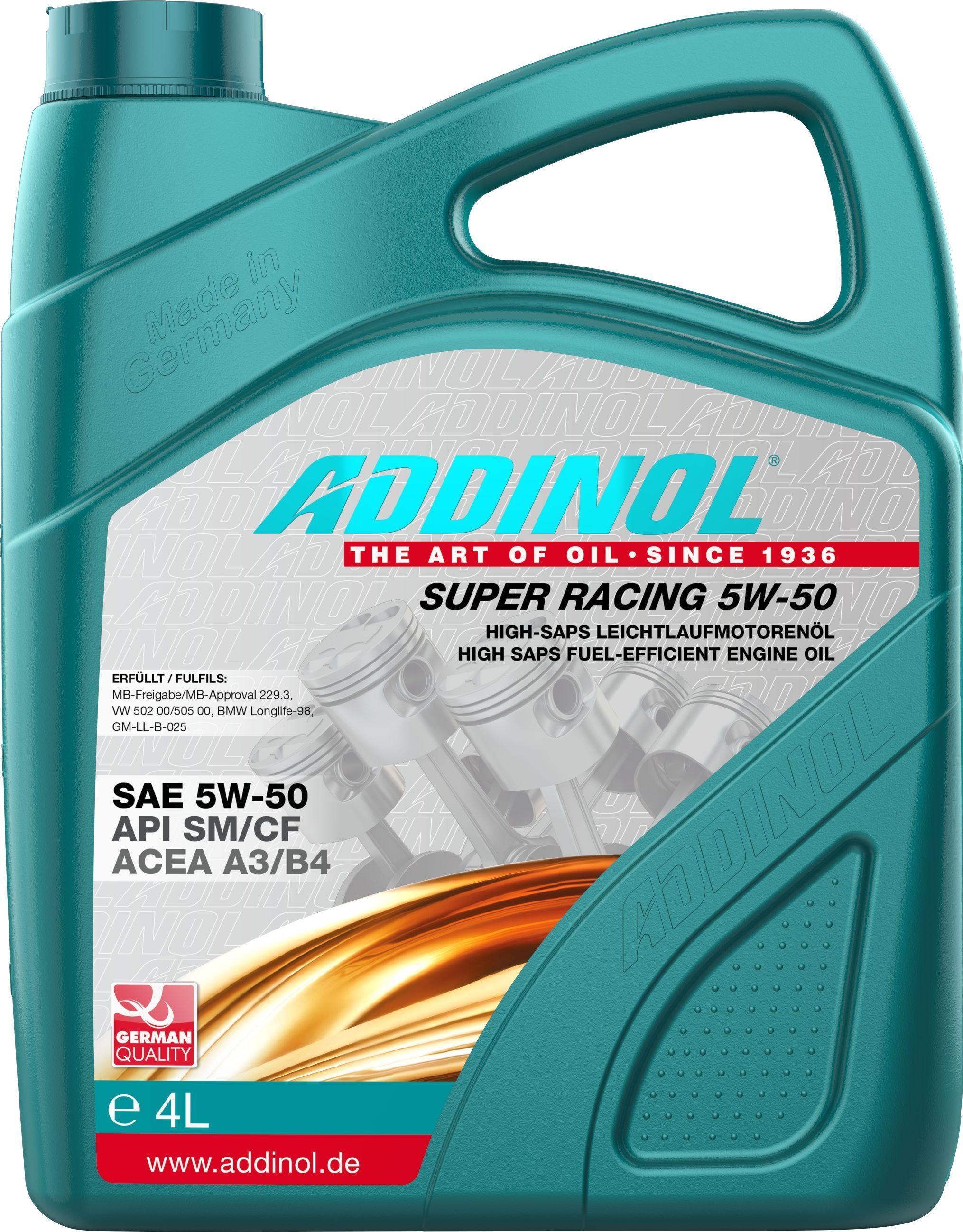 ADDINOL SUPER RACING 5W-50 5W-50 Масло моторное, Синтетическое, 4 л