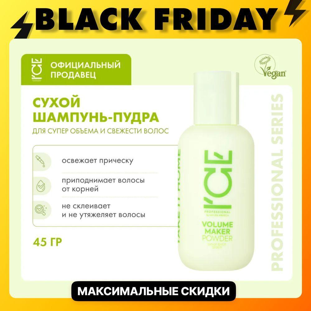 Сухой шампунь пудра для придания свежести и объёма волосам ICE by NATURA SIBERICA Take it home Volume Maker, 45 г