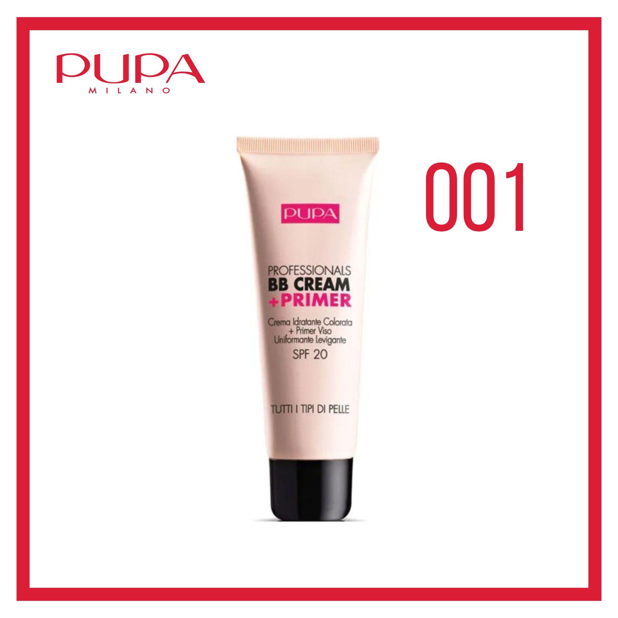 PUPA Крем+основа для всех типов кожи Professionals BB Cream+Primer BB, 50 мл, 001