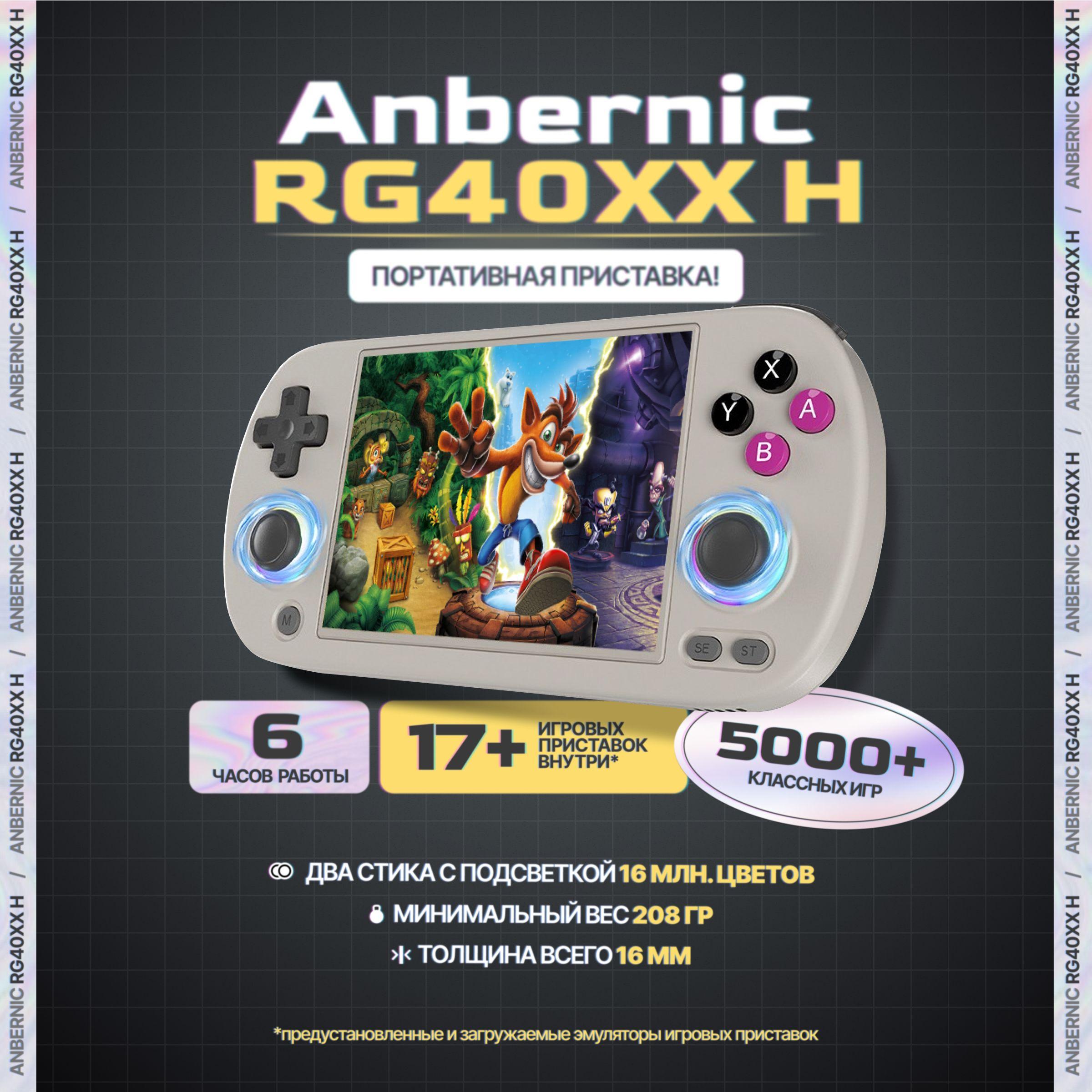 Игровая портативная приставка ANBERNIC RG40XX H ретро серая