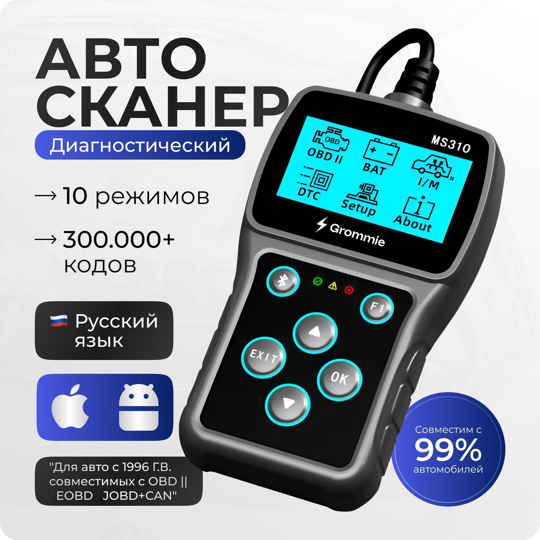 Grommie | Сканер для диагностики автомобилей OBD2, ОБД2 сканер, автосканер